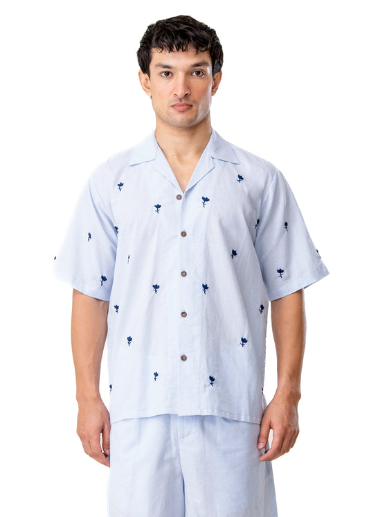 Wear Oga Blue Rose Shirt Cut Karachi Pakistan