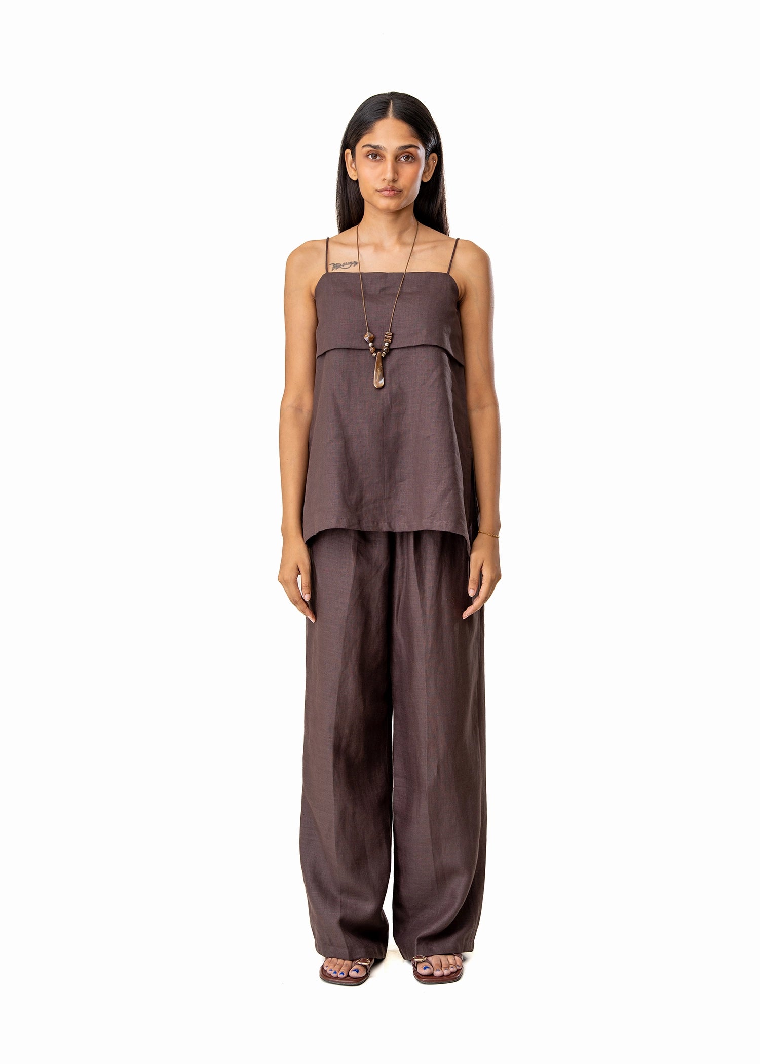 Curated Official Brown Strappy Flap Set Cult Karachi Pakistan