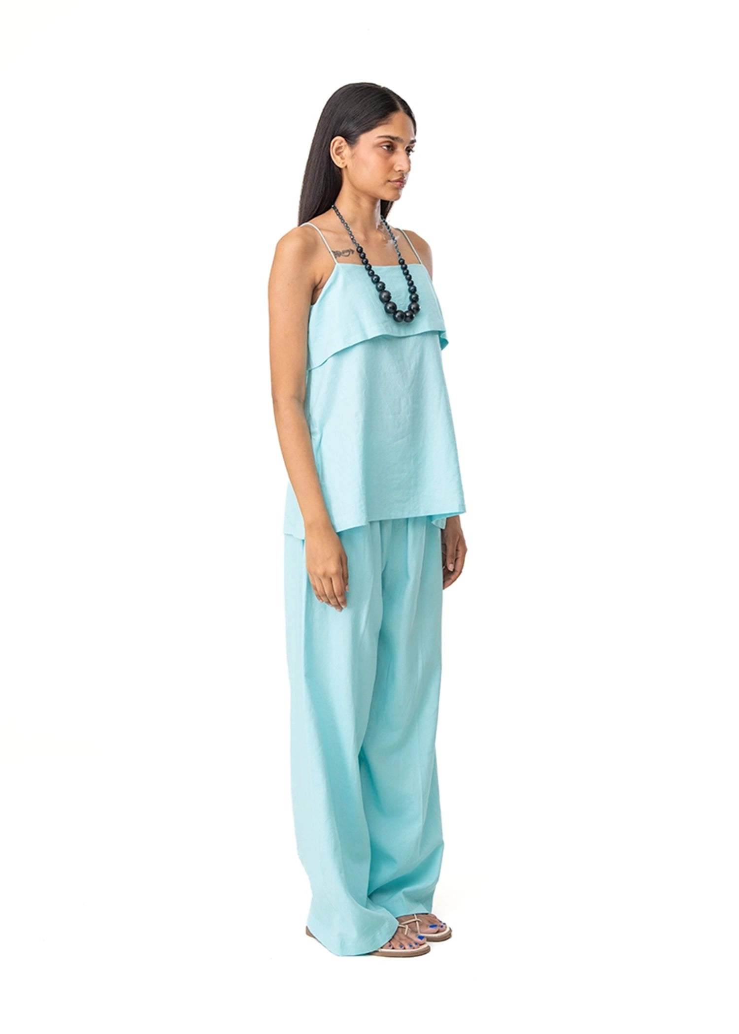 Curated Official Aqua Blue Strappy Flap Set Cult Karachi Pakistan