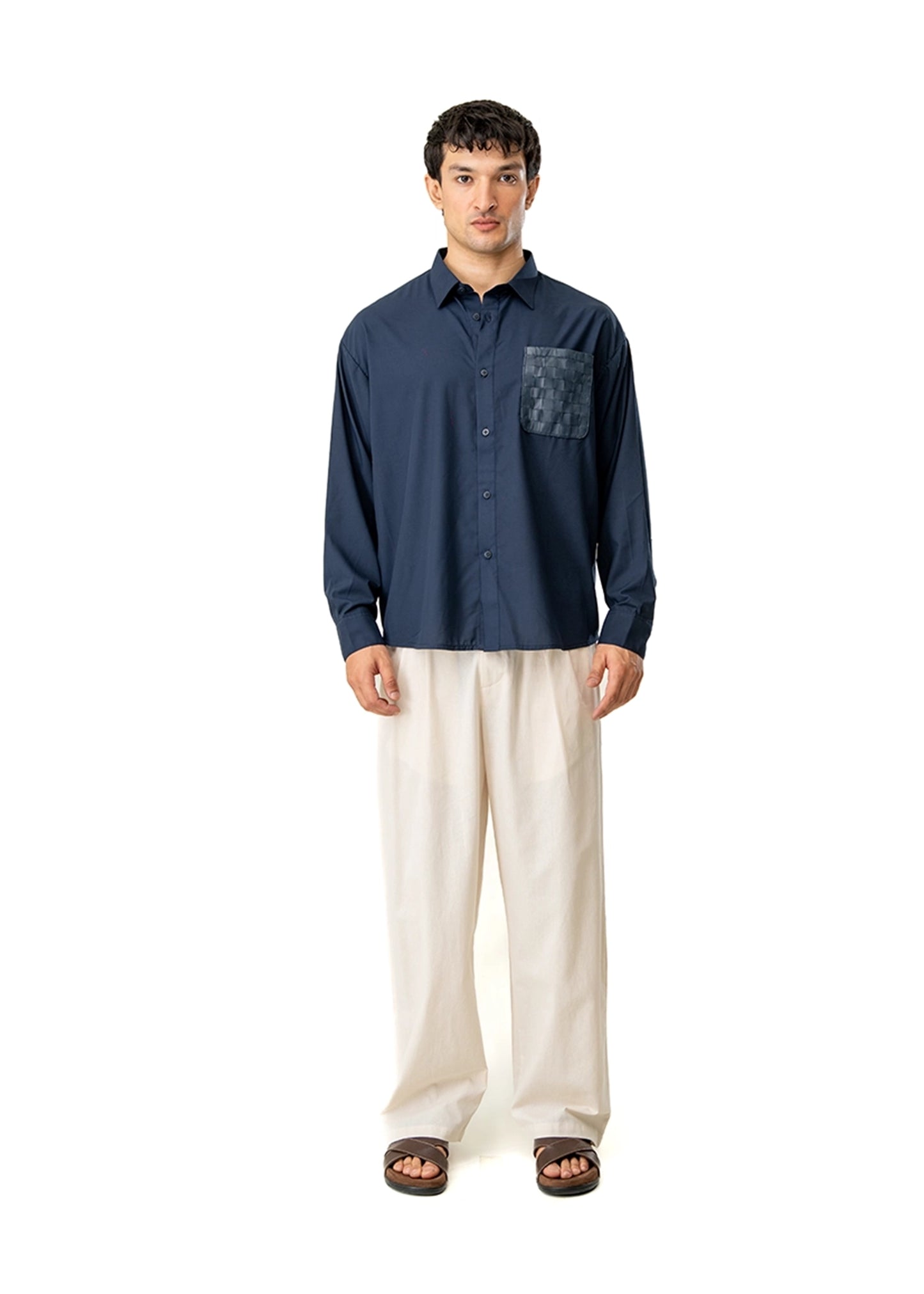 Dreams of Arthur Blue Blue Silky Overshirt Braided Patch - CULT - haider