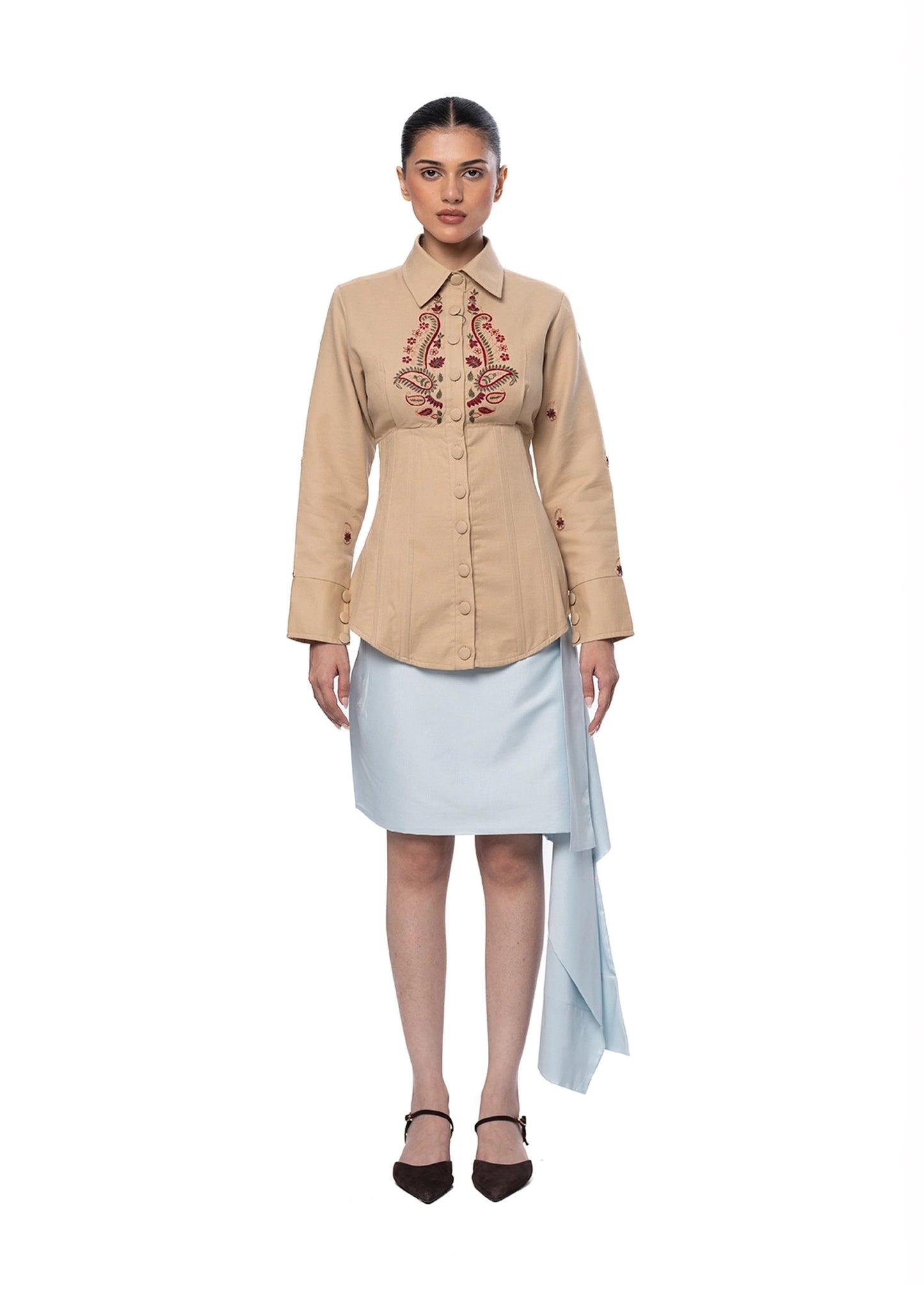 Collected XX Beige Beige Ambi Corset Shirt - CULT - haider