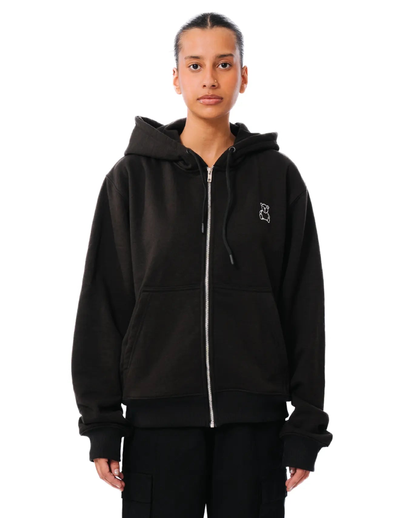 Embroided Logo Zip-up Hoodie