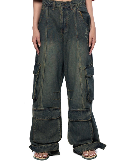 Naqees Technical Green Cargo Jeans Cult Karachi Pakistan