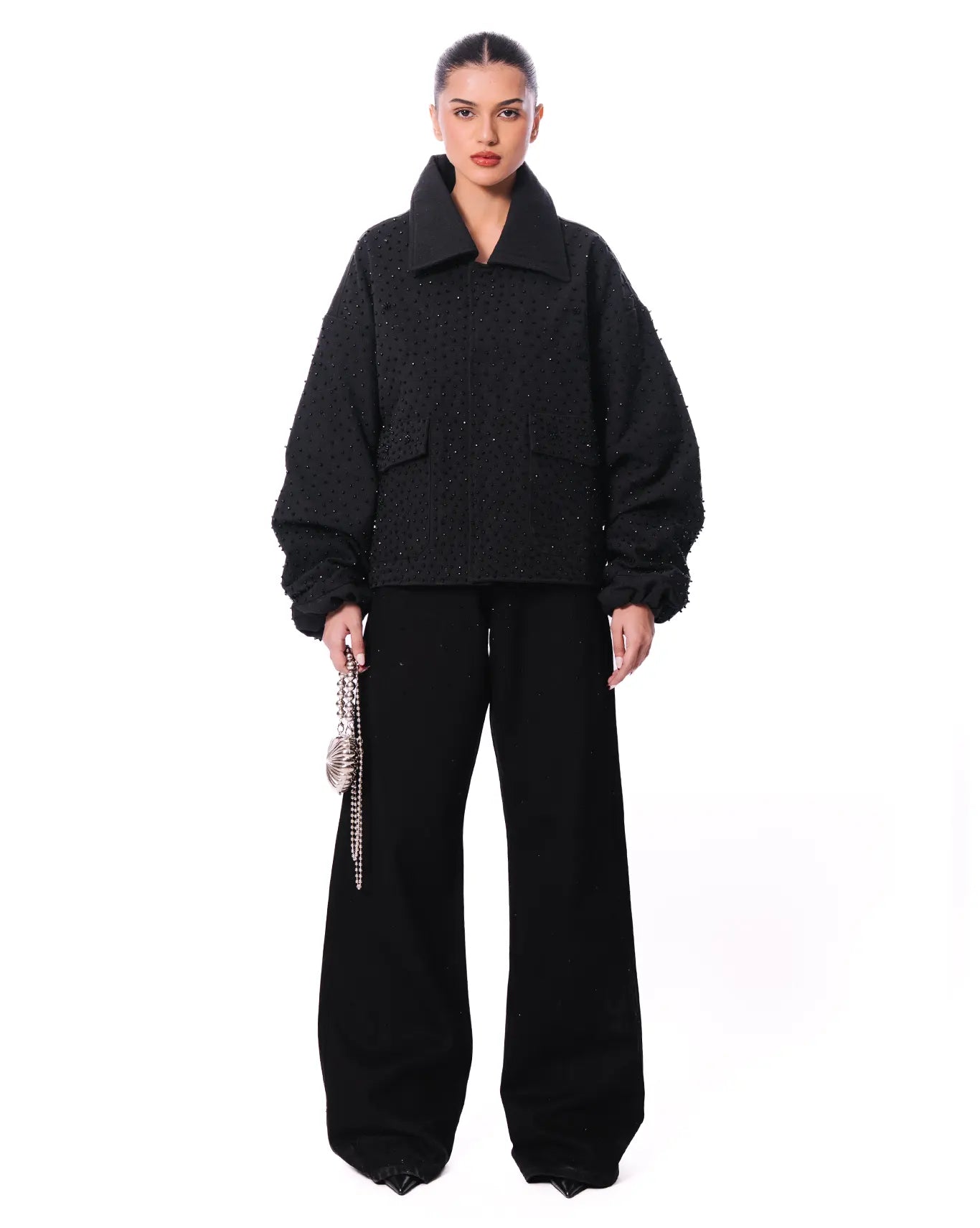 Dreams of Arthur Black Black Crystal Collared Jacket - CULT