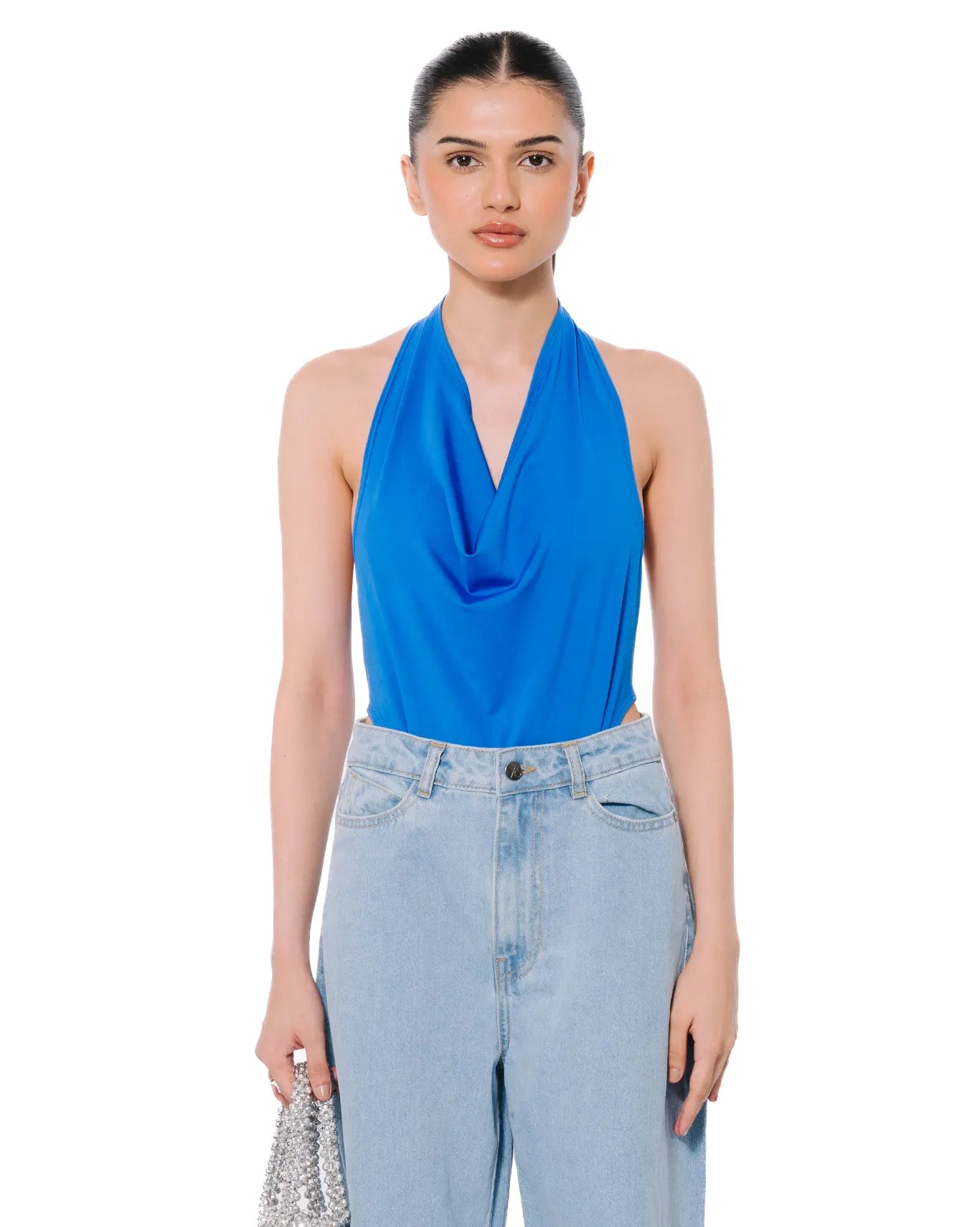 Cowl Neck Bodysuit Cobalt