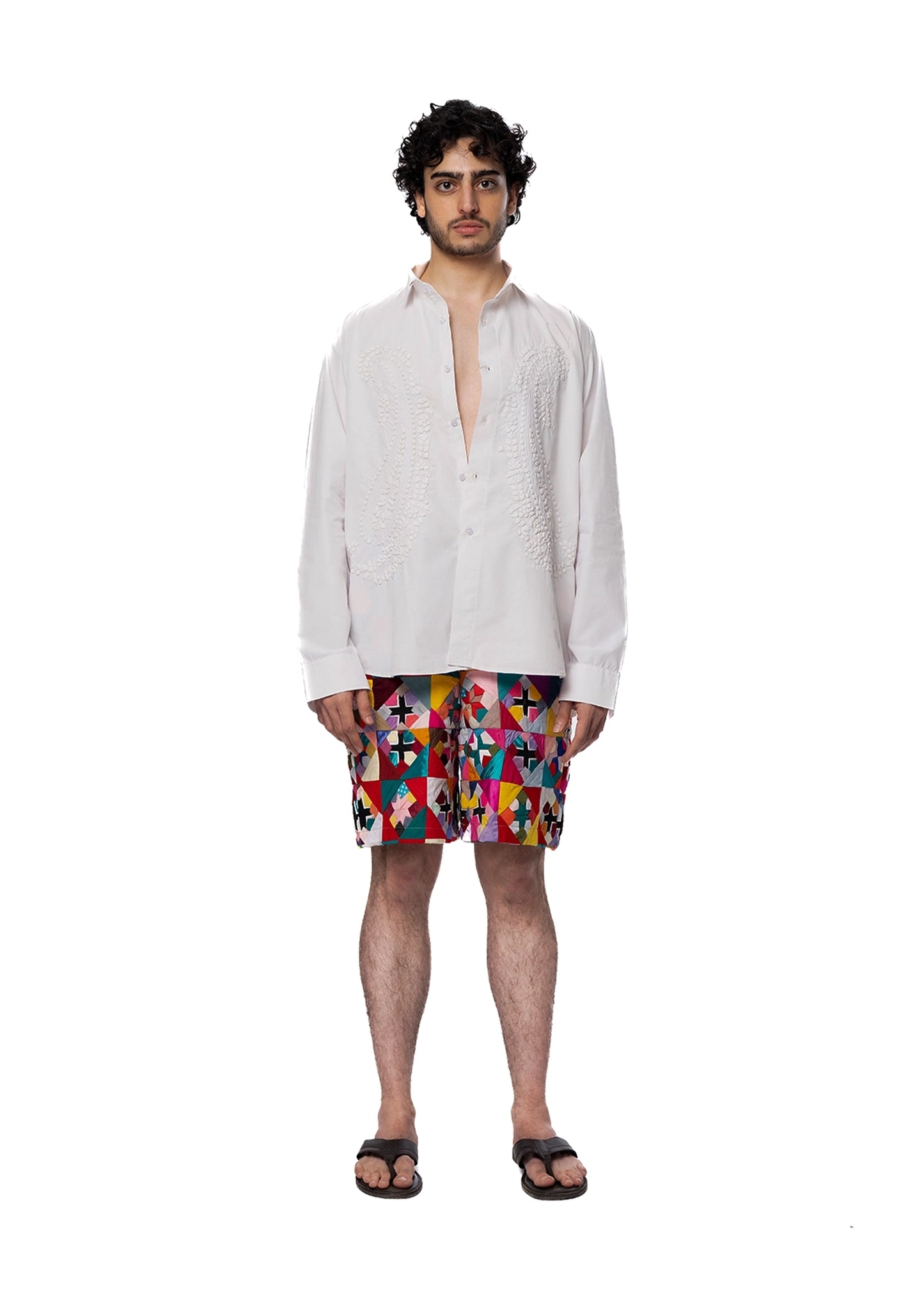 Another Sect White White Moti Hand Appliqued Shirt - CULT - haider