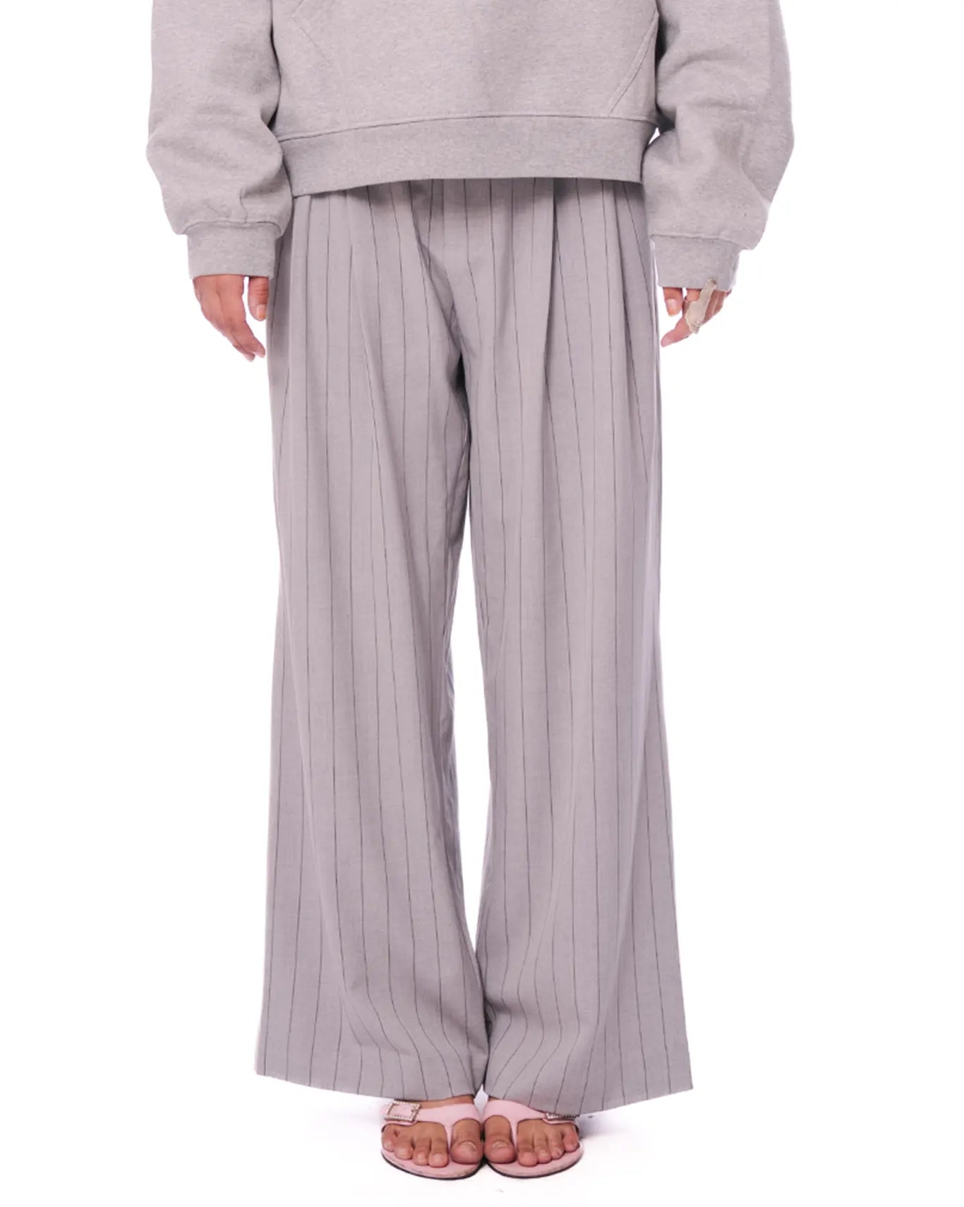 Curated Official Grey Grey Striped Darted Pants - CULT