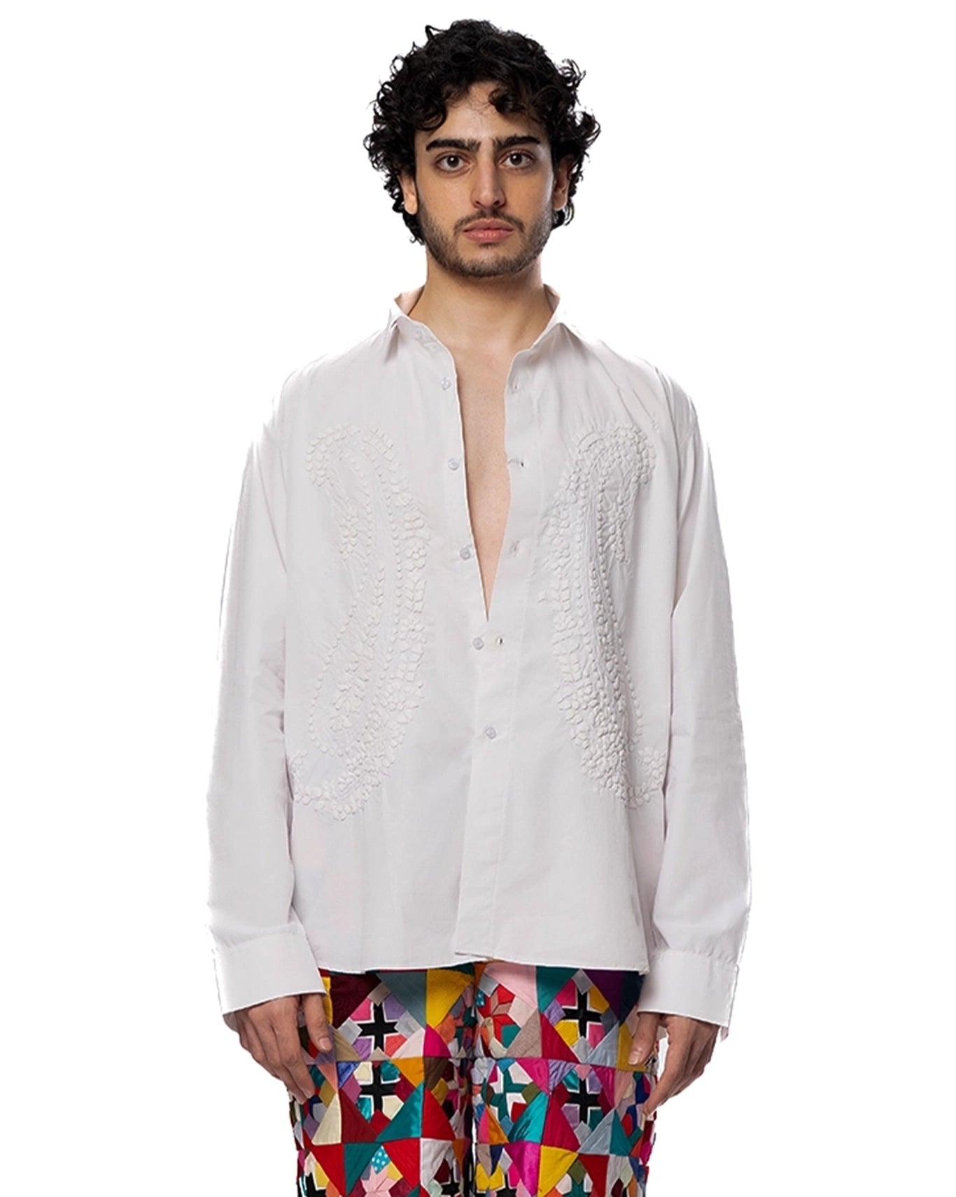 Another Sect White Moti Hand Appliqued Shirt Cult Karachi Pakistan