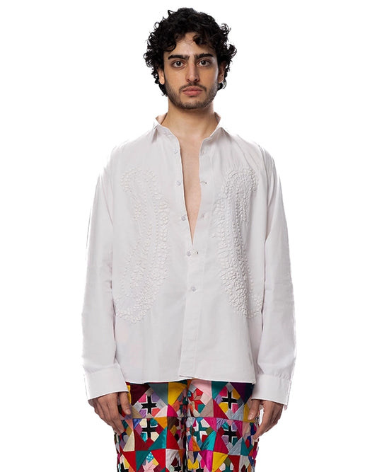 Another Sect White Moti Hand Appliqued Shirt Cult Karachi Pakistan