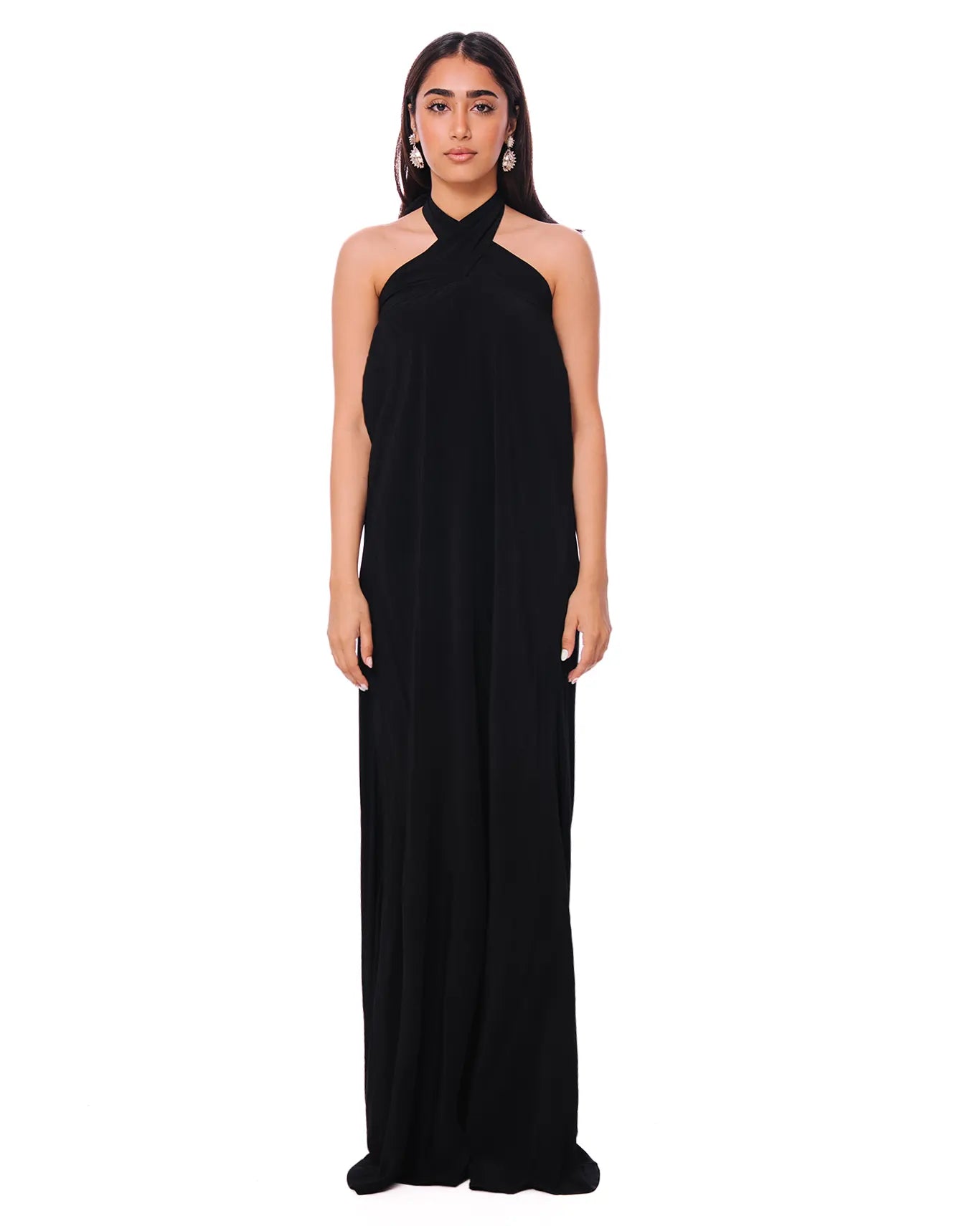 Curated Official Black Black Cross Over Halter Dress - CULT - haider