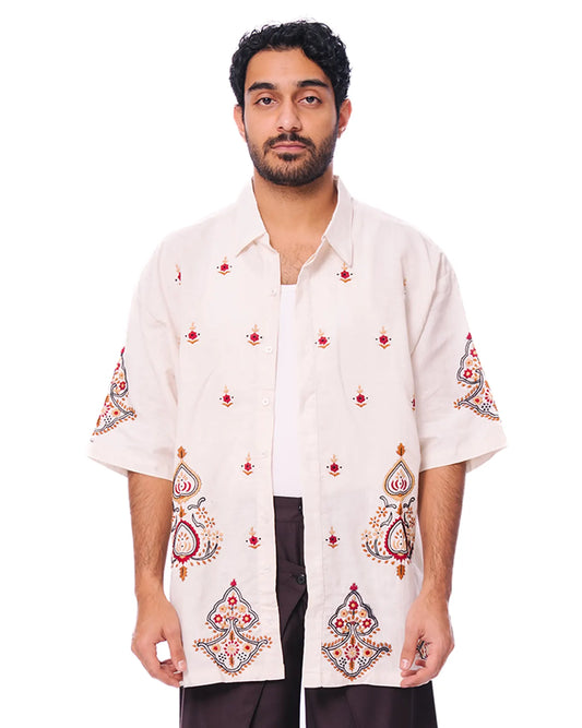 Cream Phool Shirt