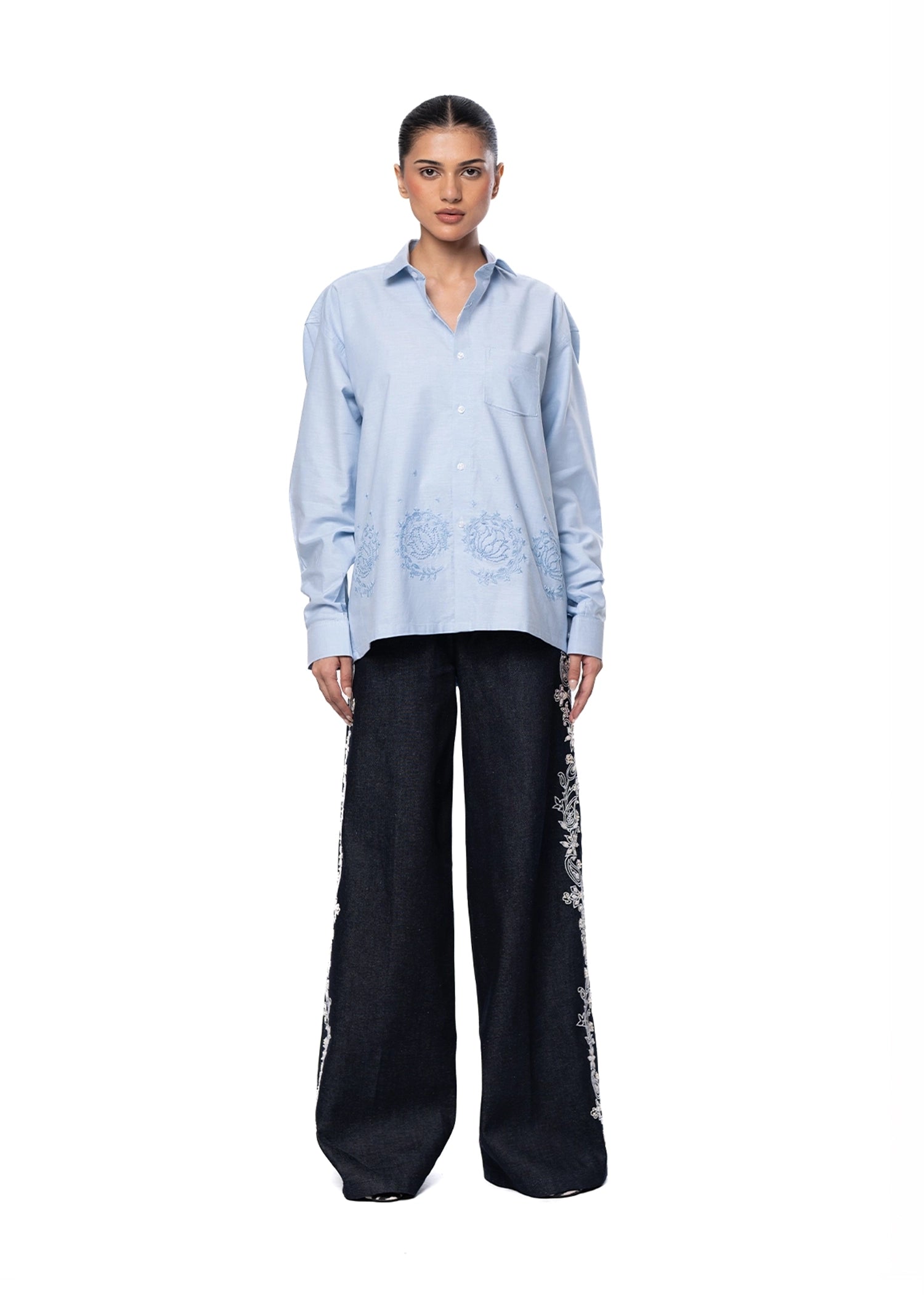 Another Sect Bindu Hand Embroidered Boxy Cropped Shirt Cult Karachi Pakistan