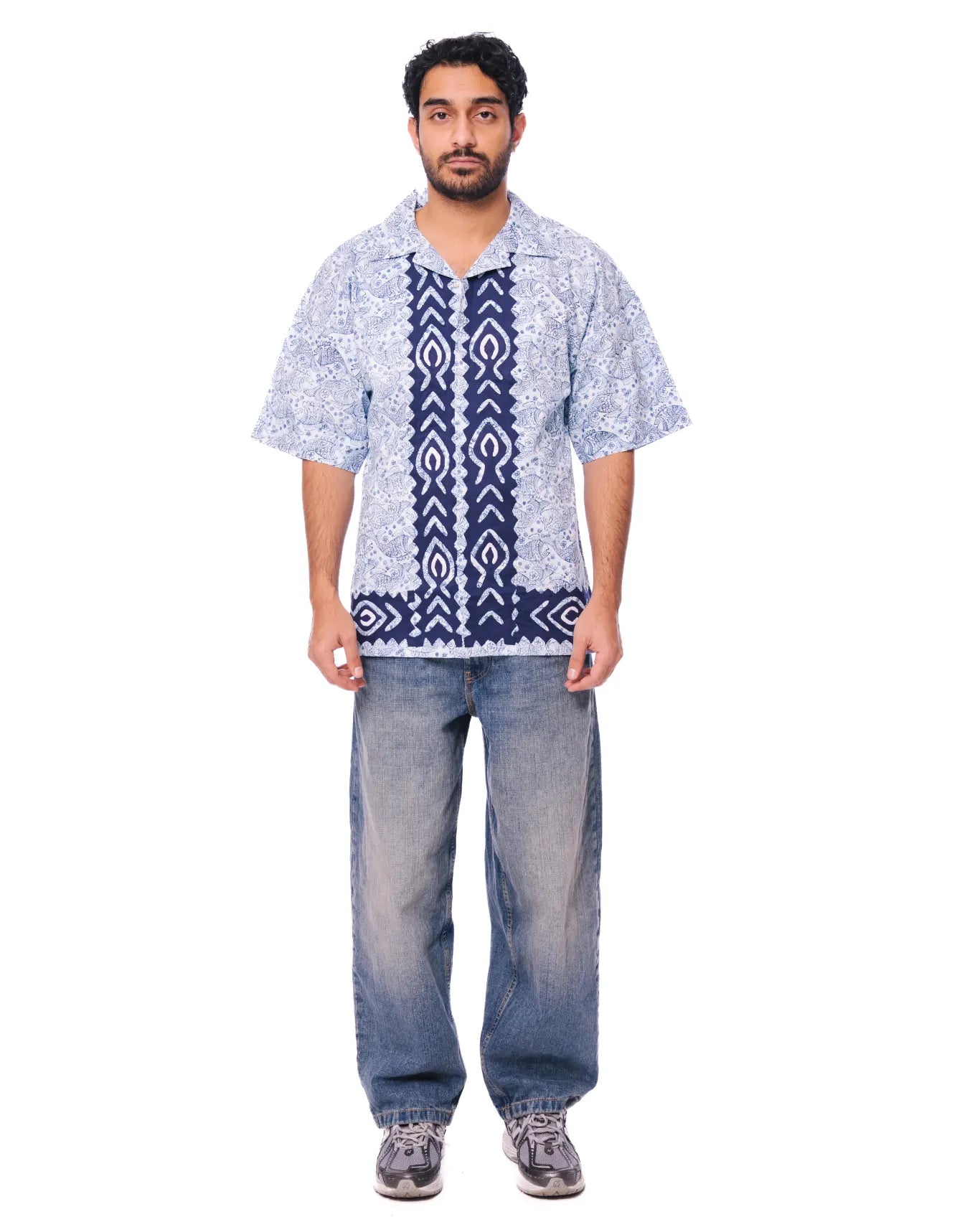 Collected XX Blue Blue Fish Linen Button Down - CULT