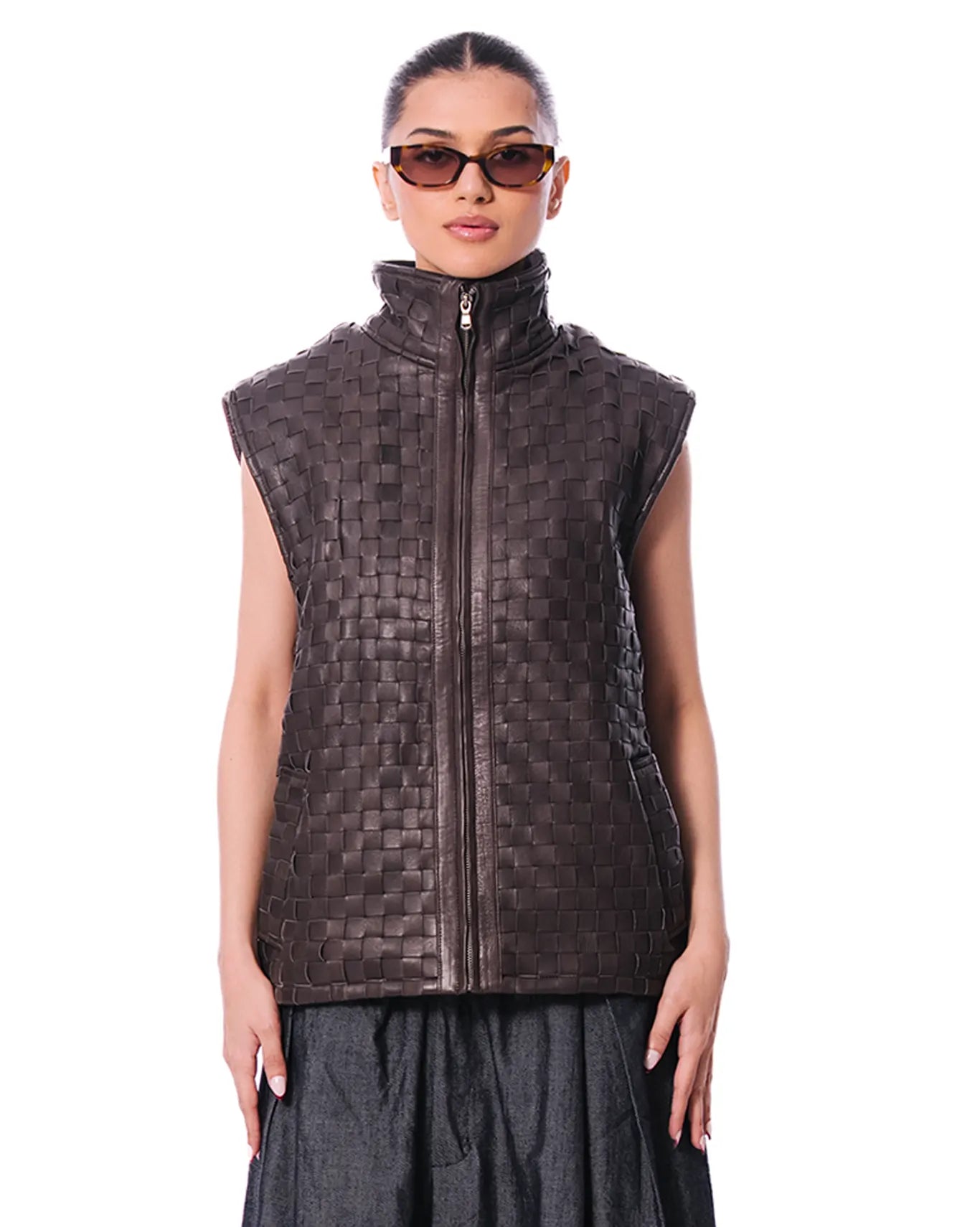 Dreams of Arthur Brown Brown Leather Braided Vest - CULT