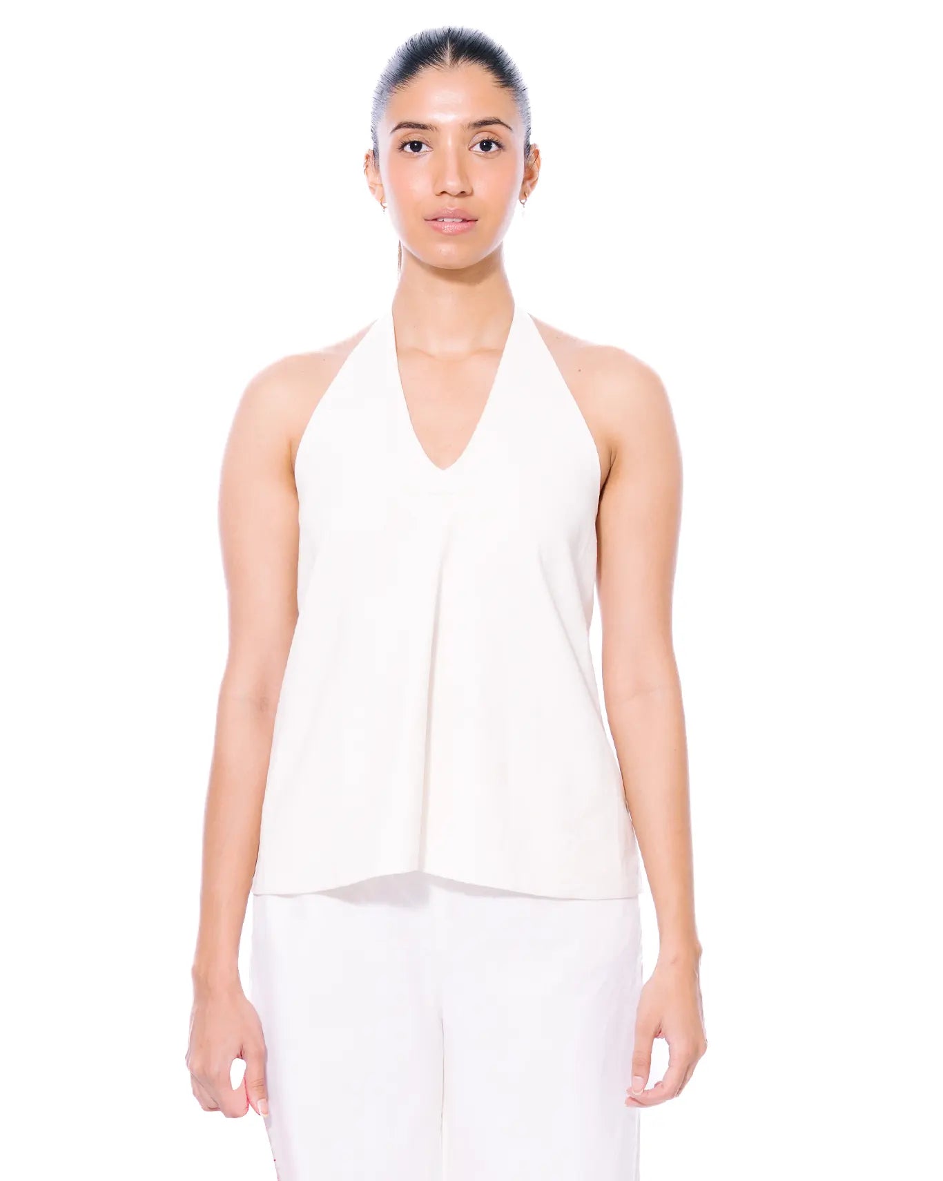 White Form Halter Top