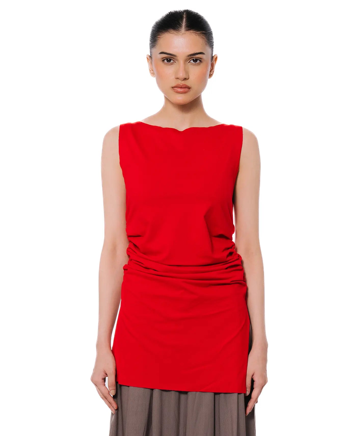 Crimson Ruche Top