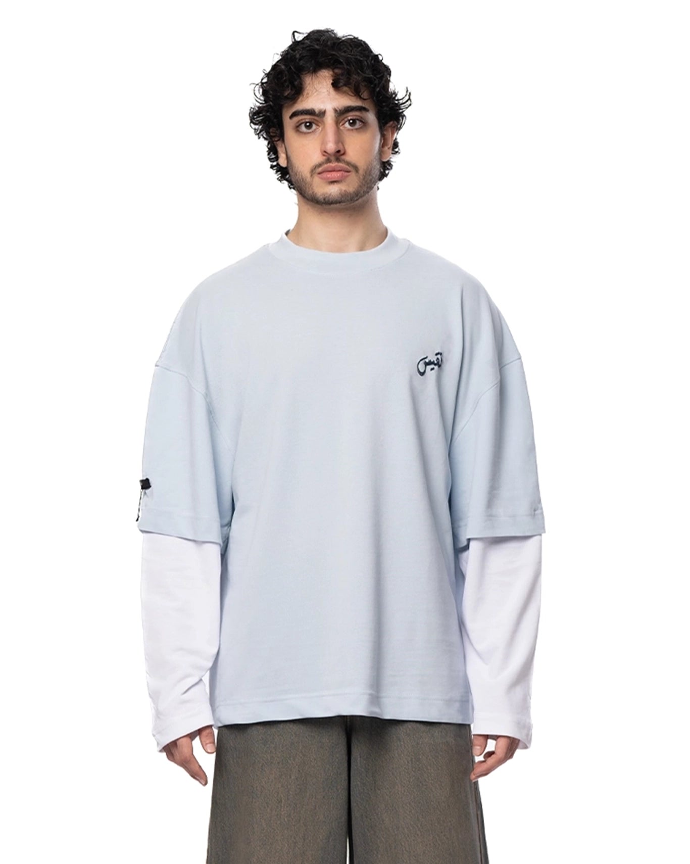 Naqees Sky Full Sleeve Blue Logo Tee Cult Karachi Pakistan