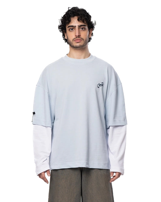 Naqees Sky Full Sleeve Blue Logo Tee Cult Karachi Pakistan