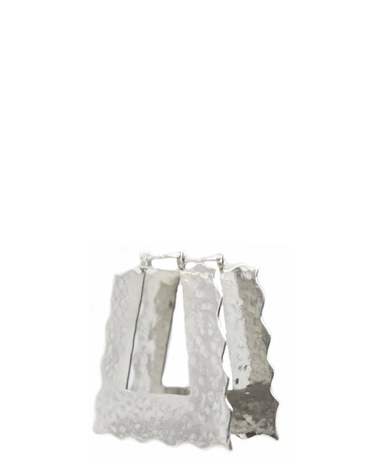 Silver Beaten Square Hoops