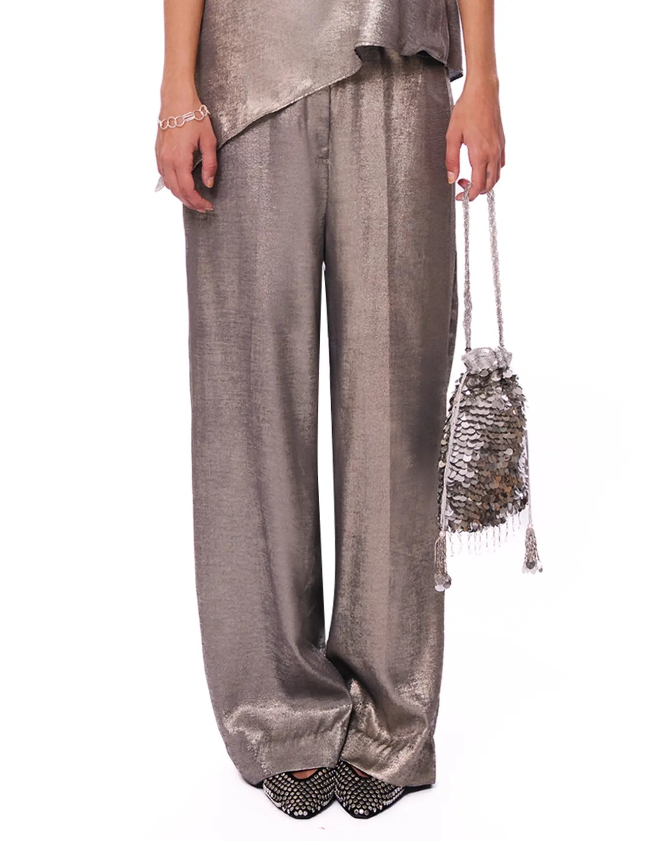 Curated Official Silver Metallic One Shoulder Set - CULT - haider