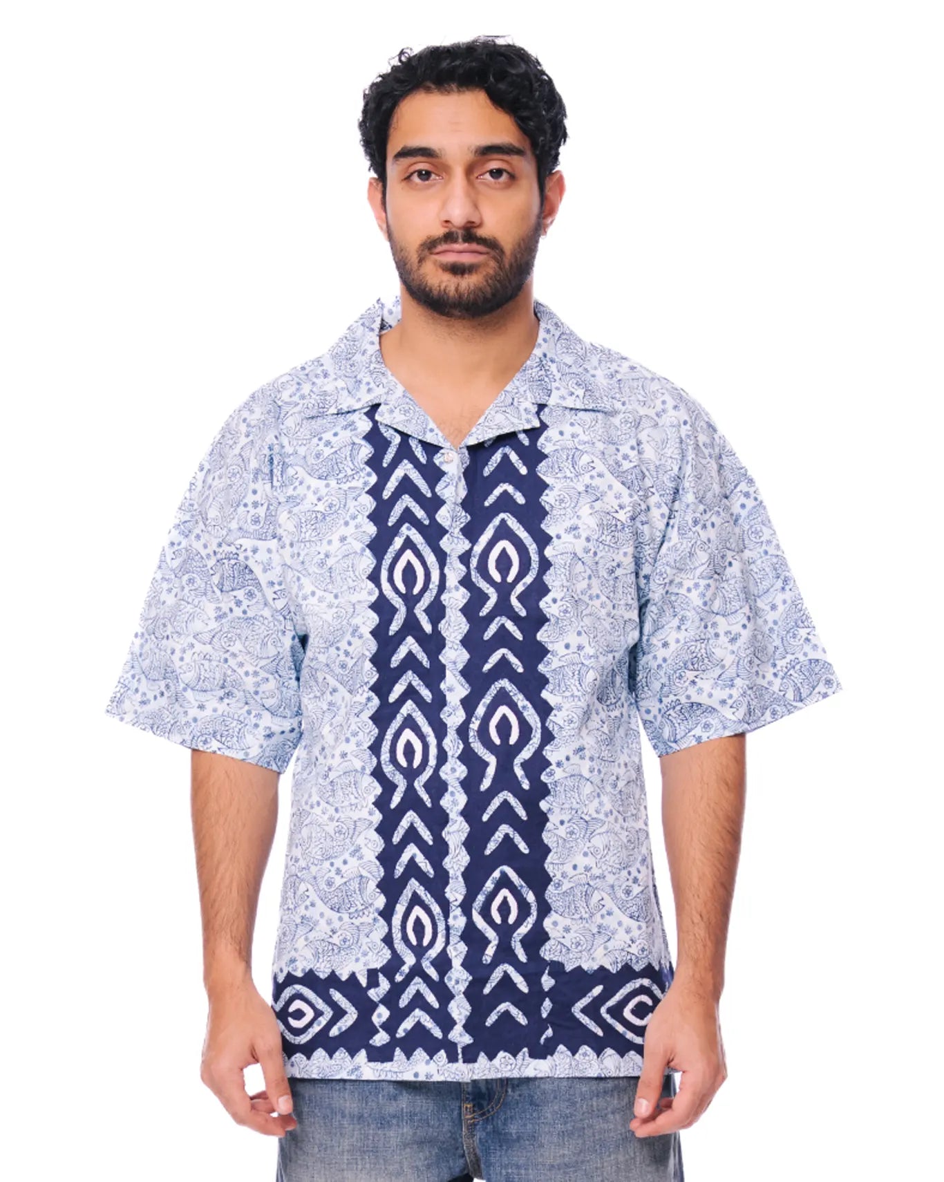 Collected XX Blue Blue Fish Linen Button Down - CULT - haider
