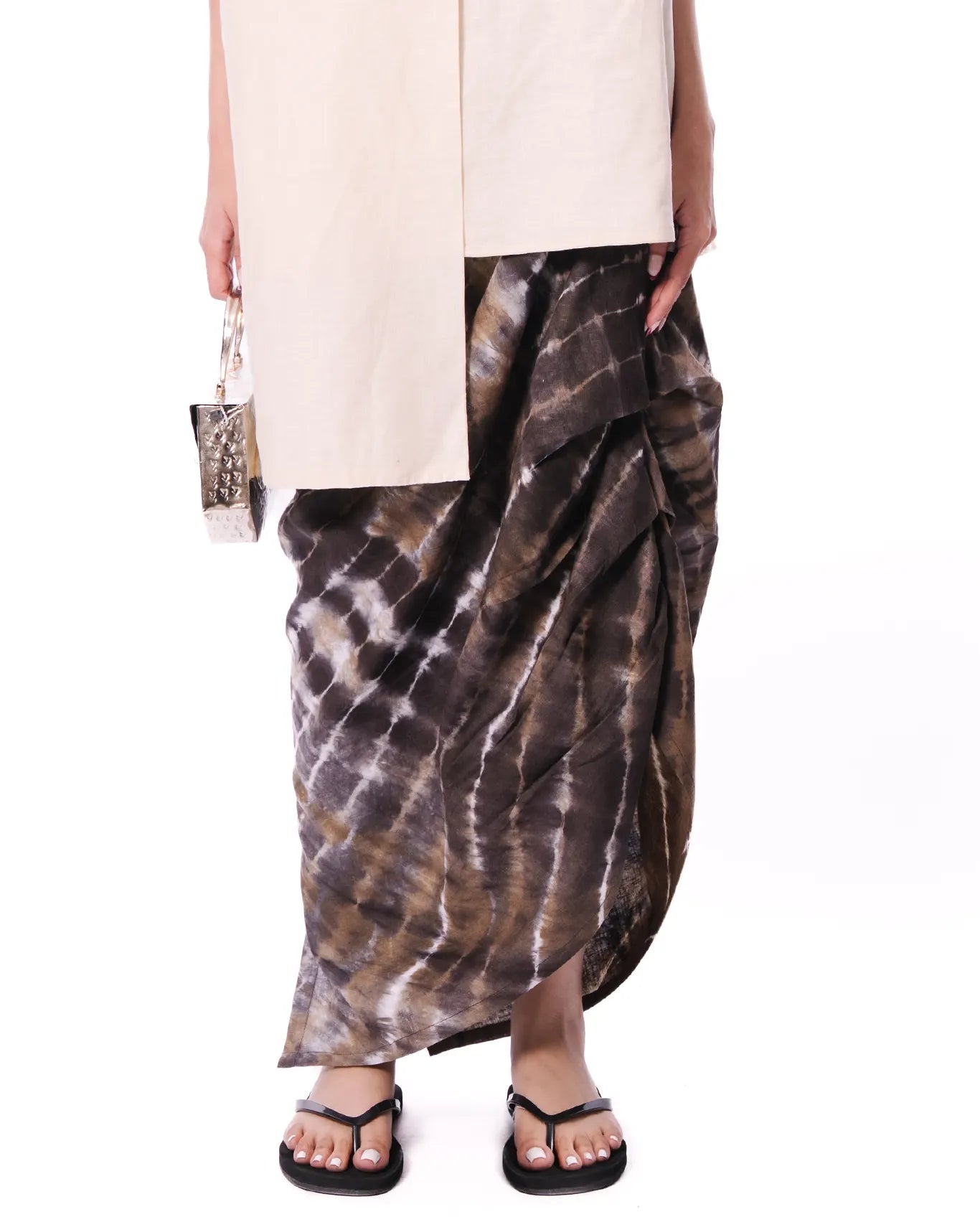 Baro Studio Brown Brown Sarong Side Skirt - CULT