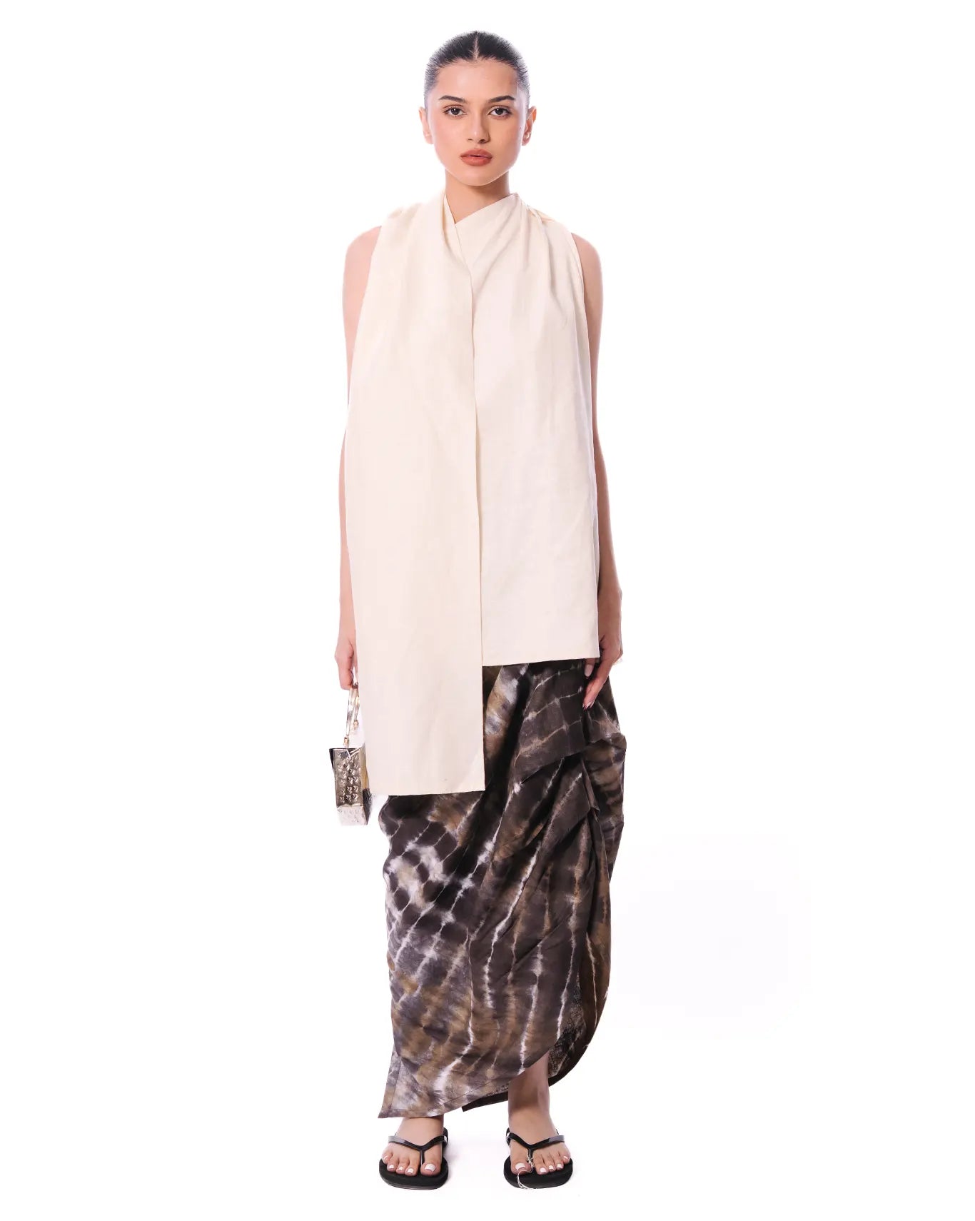 Baro Studio Brown Brown Sarong Side Skirt - CULT - haider