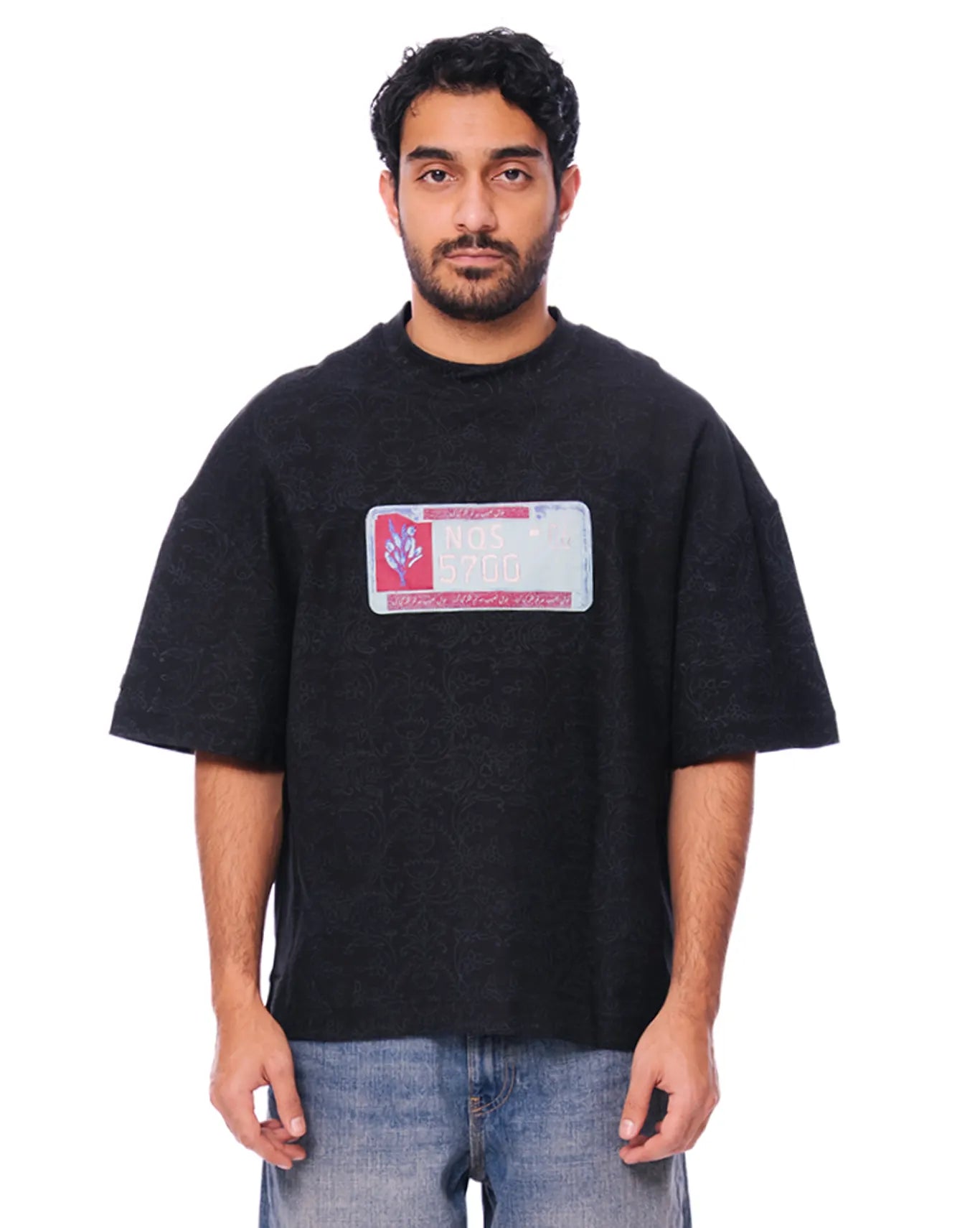 Naqees Black Number Plate Crop Tee - CULT