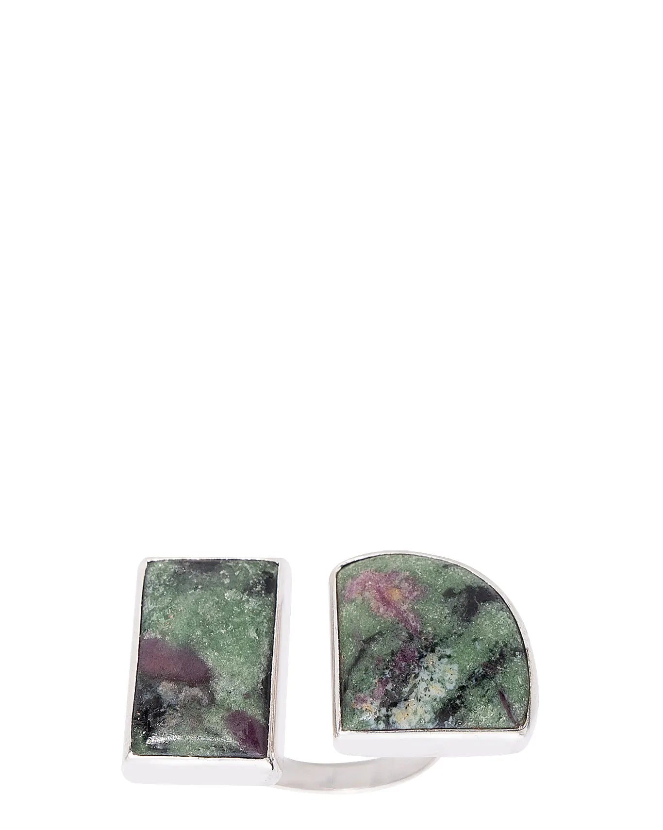 Silver Double Rubyziocite Ring