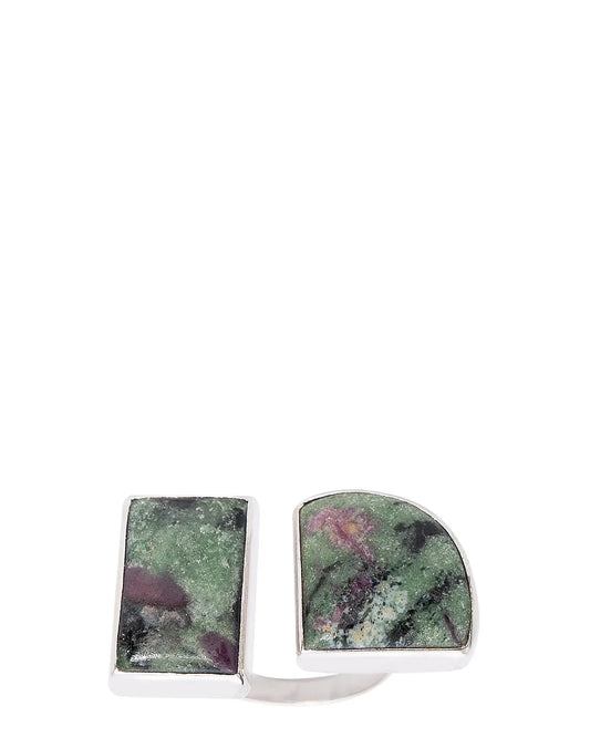 Silver Double Rubyziocite Ring