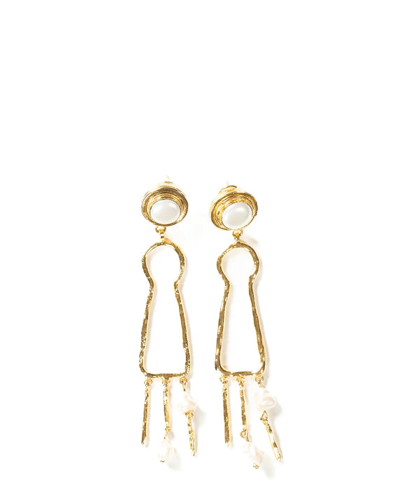 Pearl Keyhole Earrings