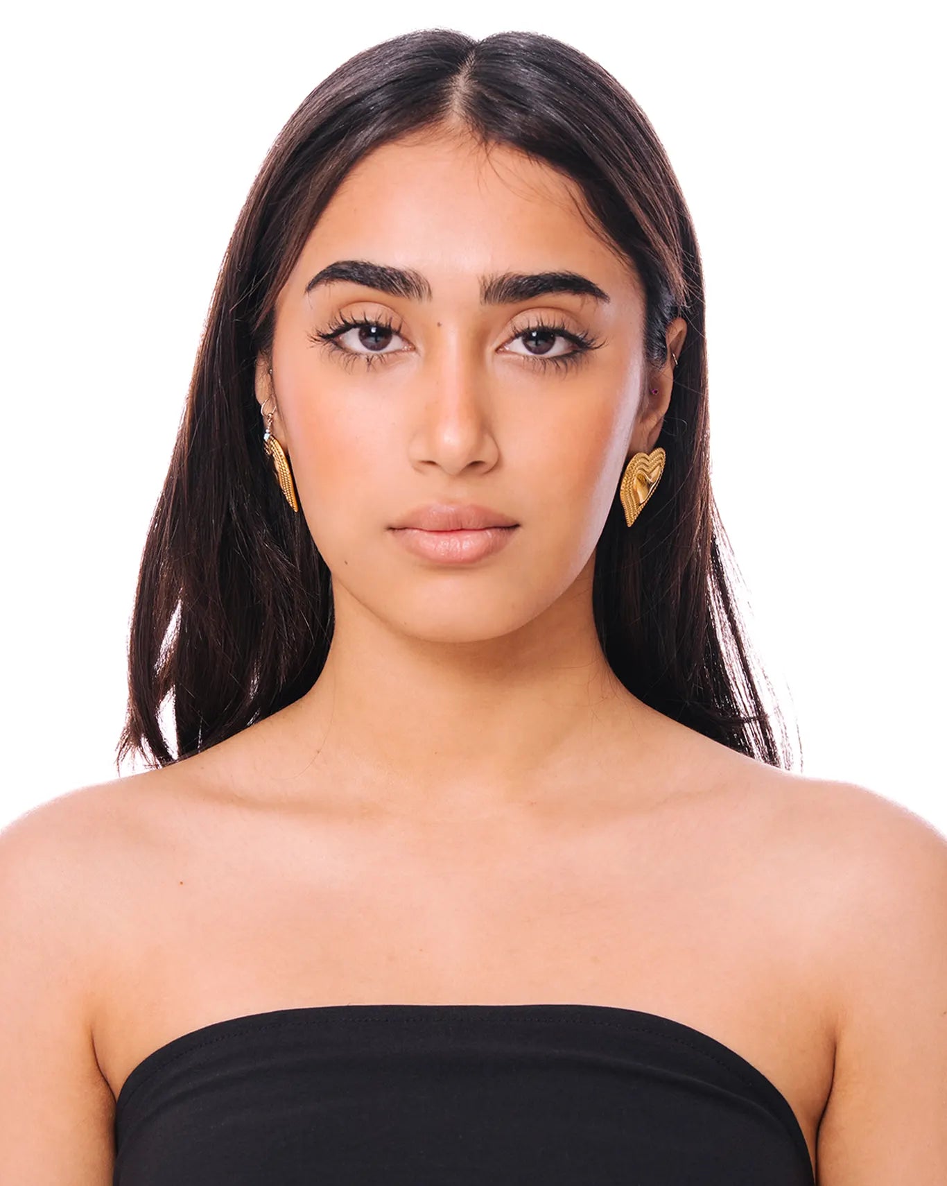 Mish & Co Gold Gold Texture Heart Earrings - CULT - haider