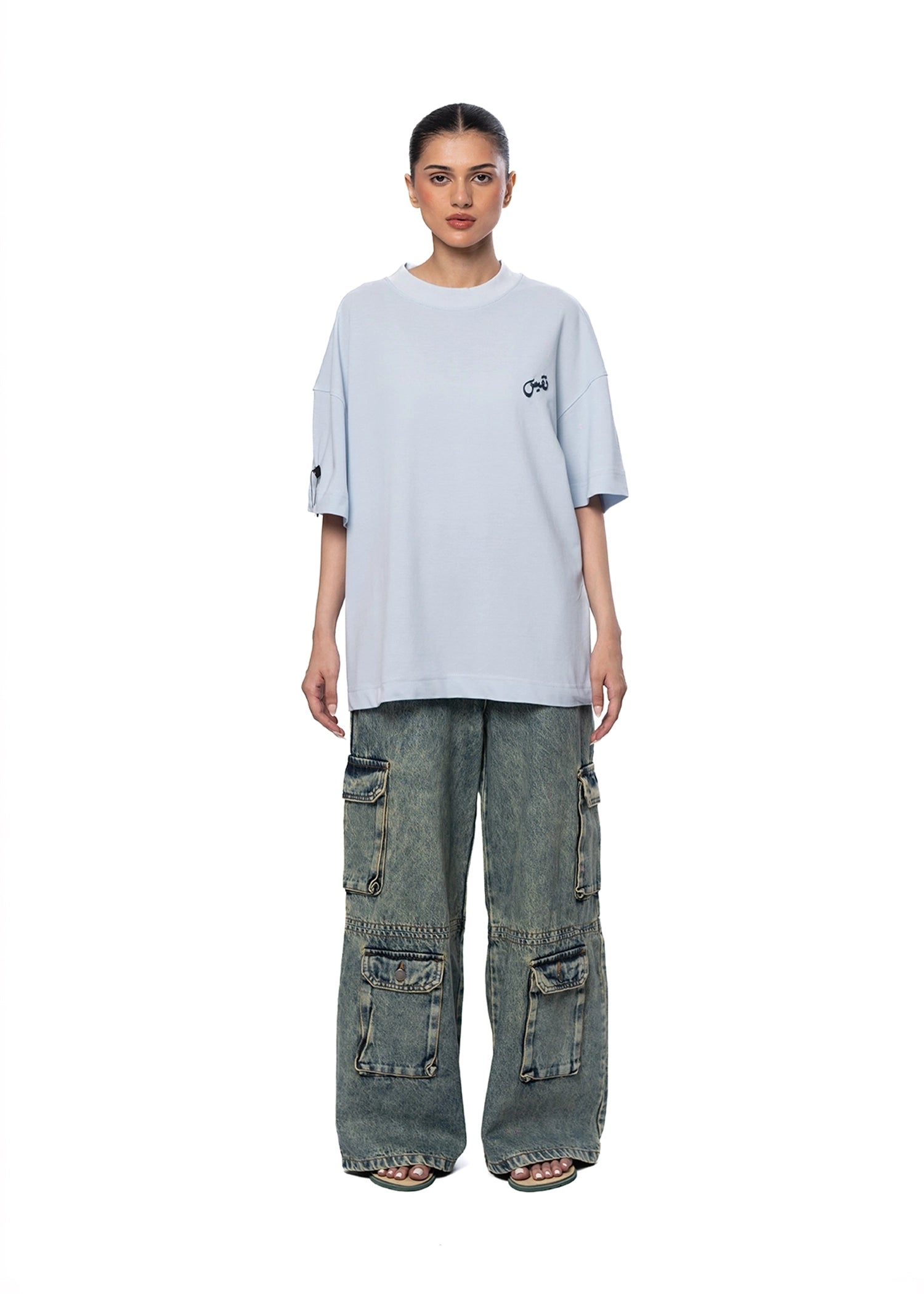 Naqees Blue Token Cargo Jeans 2.0 Cult Karachi Pakistan