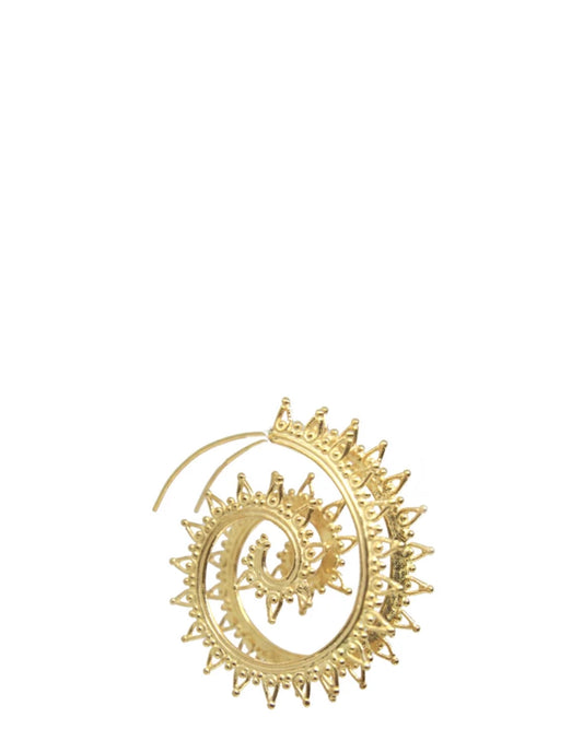 Gold Petals Filigree Spiral Hoops