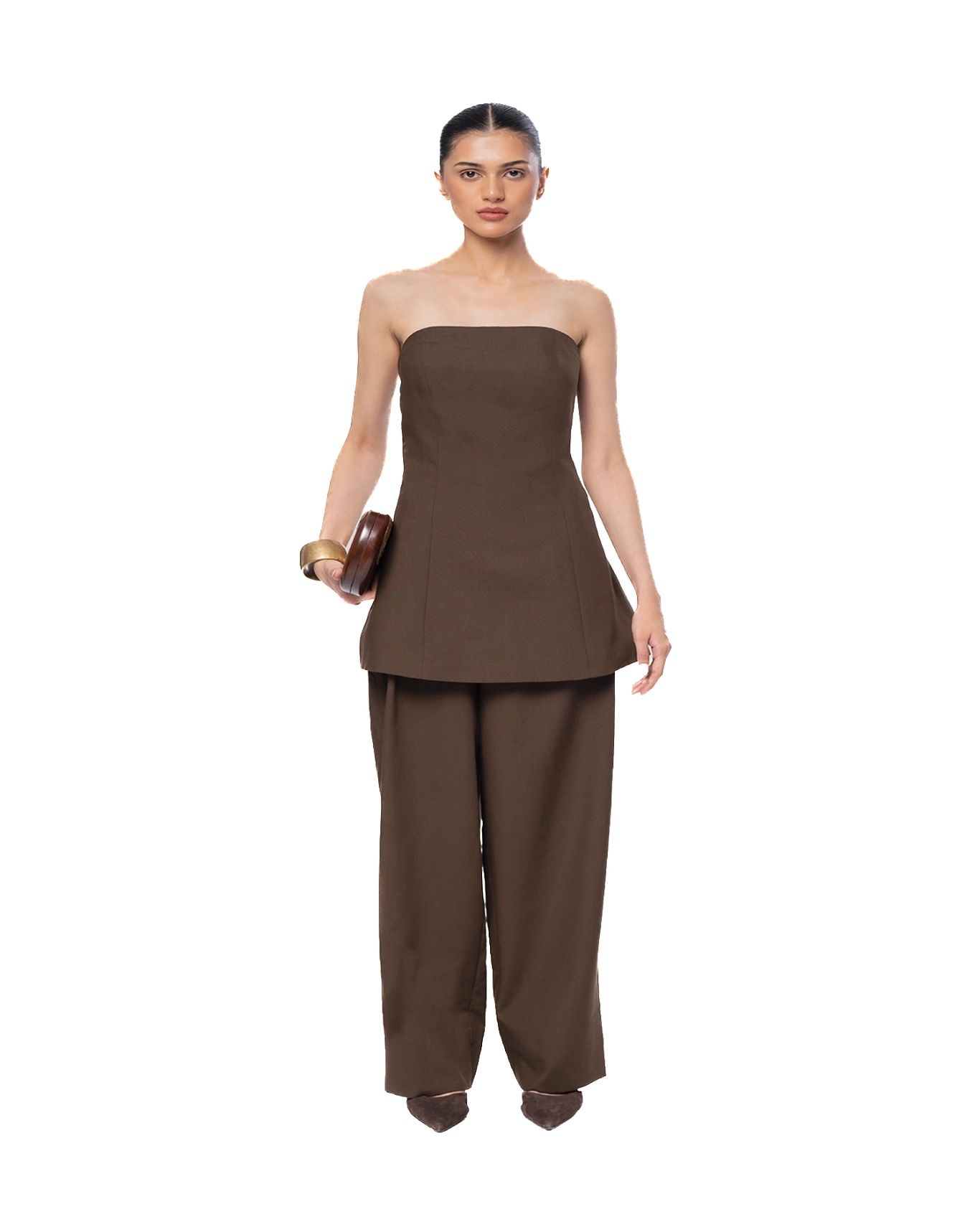 Fern Brown Brown Tailored Panelled Top - CULT