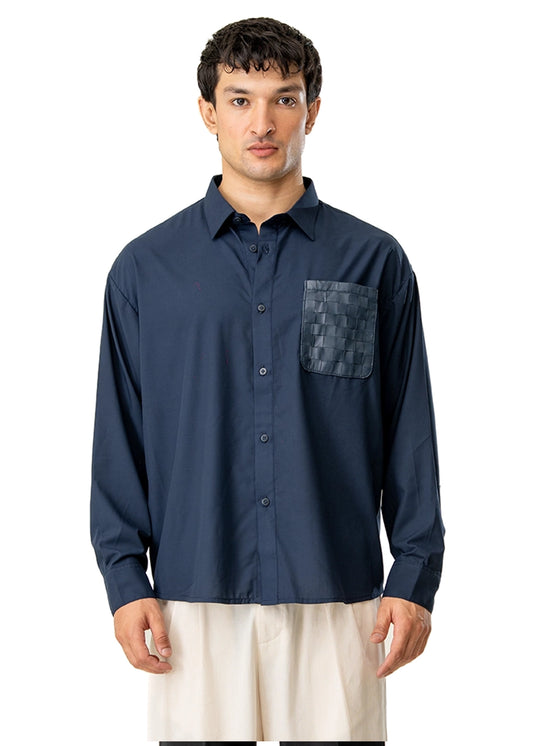 Dreams of Arthur Blue Silky Overshirt Braided Patch Cult Karachi Pakistan