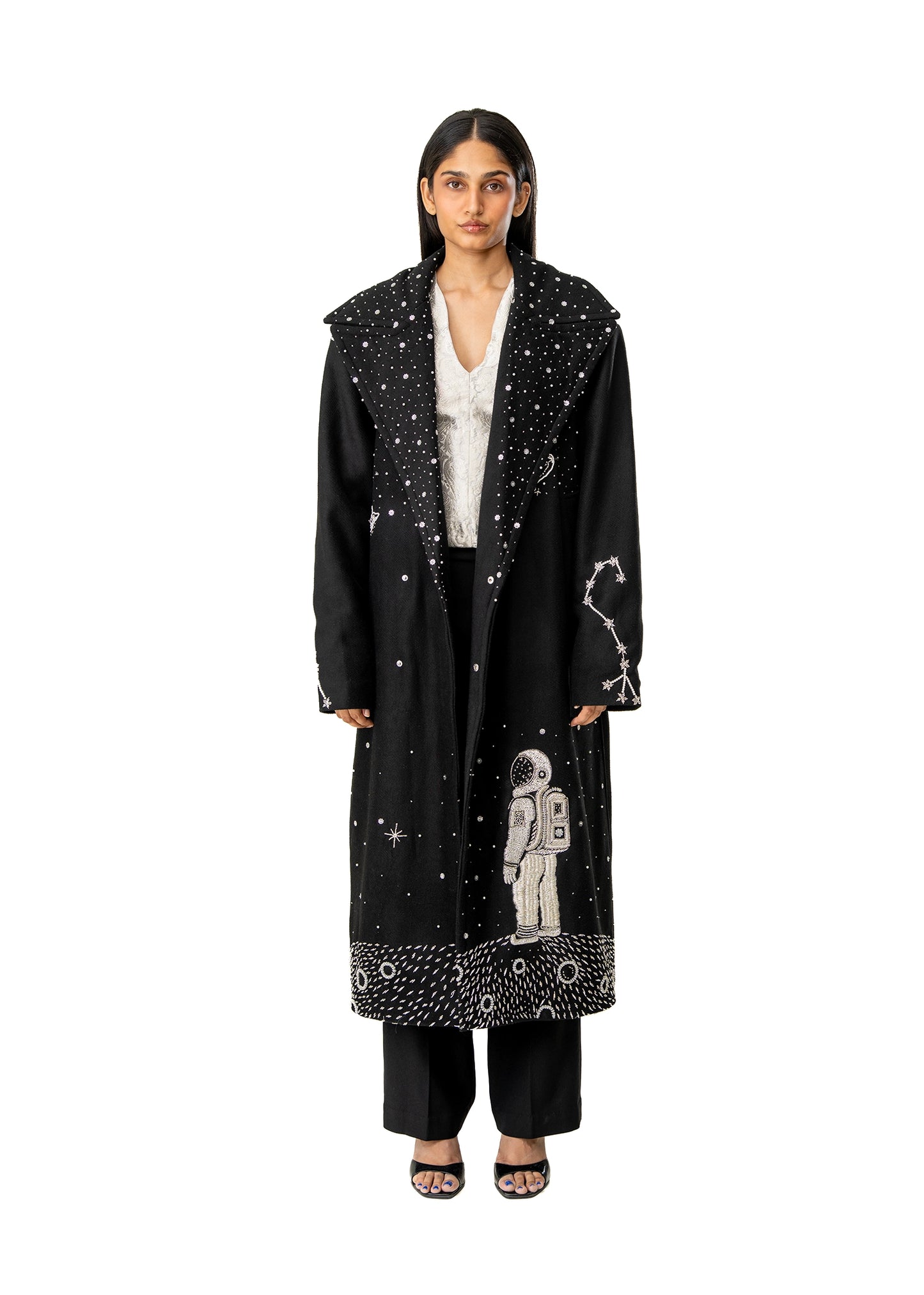 Dreams of Arthur Black Black Spaceman Oversized Coat - CULT - haider