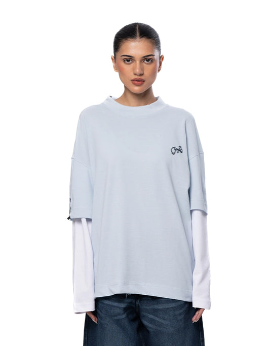 Naqees Sky Full Sleeve Blue Logo Tee Cult Karachi Pakistan