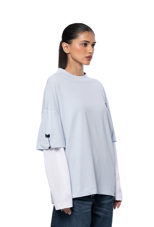 Naqees Sky Full Sleeve Blue Logo Tee Cult Karachi Pakistan
