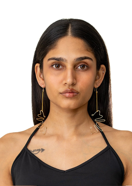 Jahanzara Jewels Gold Chain Dangle Earrings Cult Karachi Pakistan