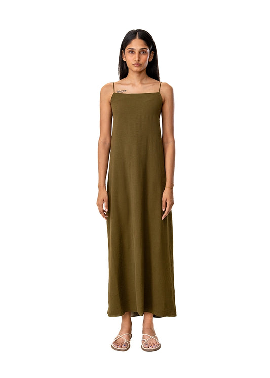 Curated Official Army Green Strappy Pocket Dress Cult Karachi Pakistan