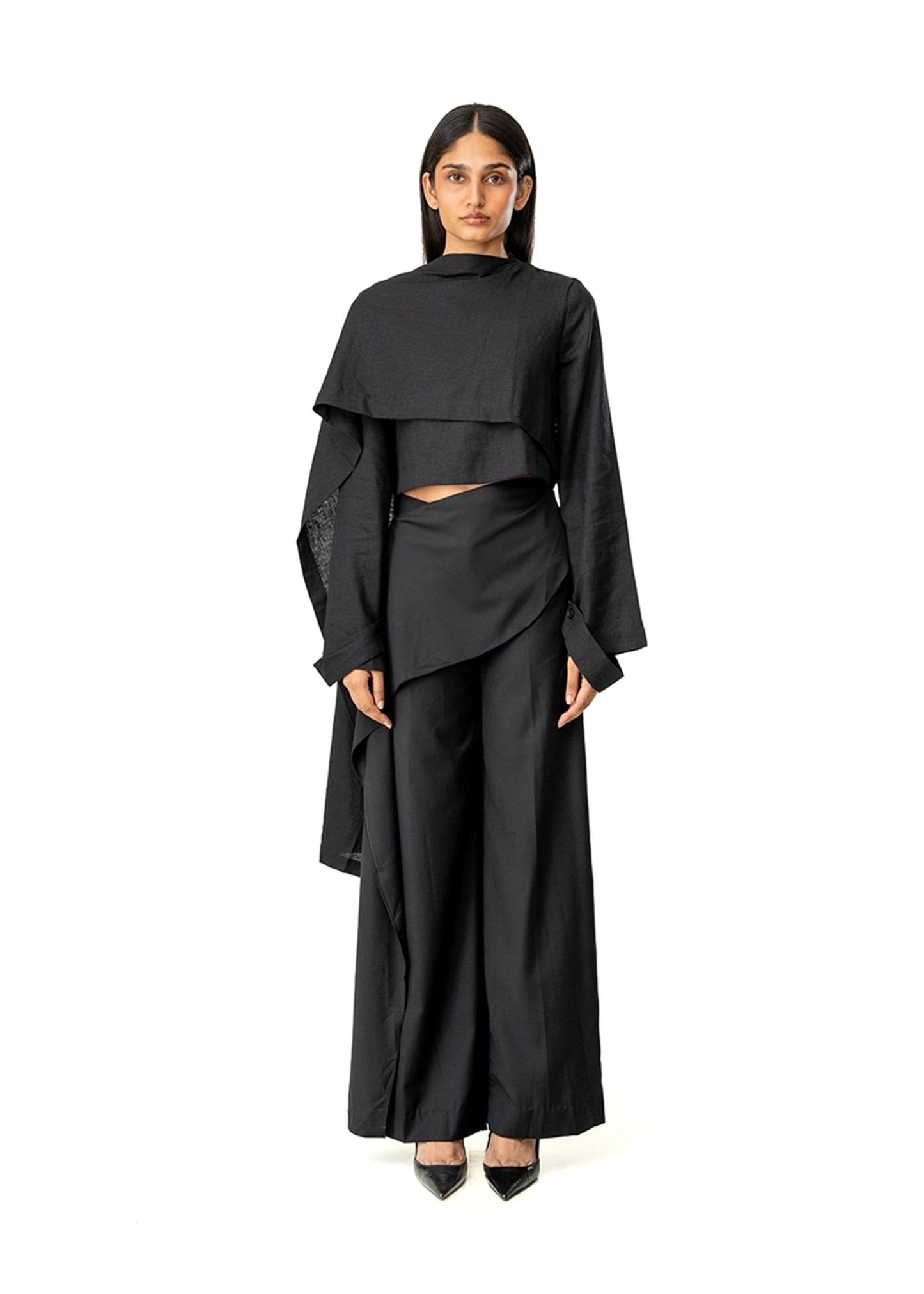 Ishq-e-Amore Black The Black Slow Burn Shawl Top - CULT - haider