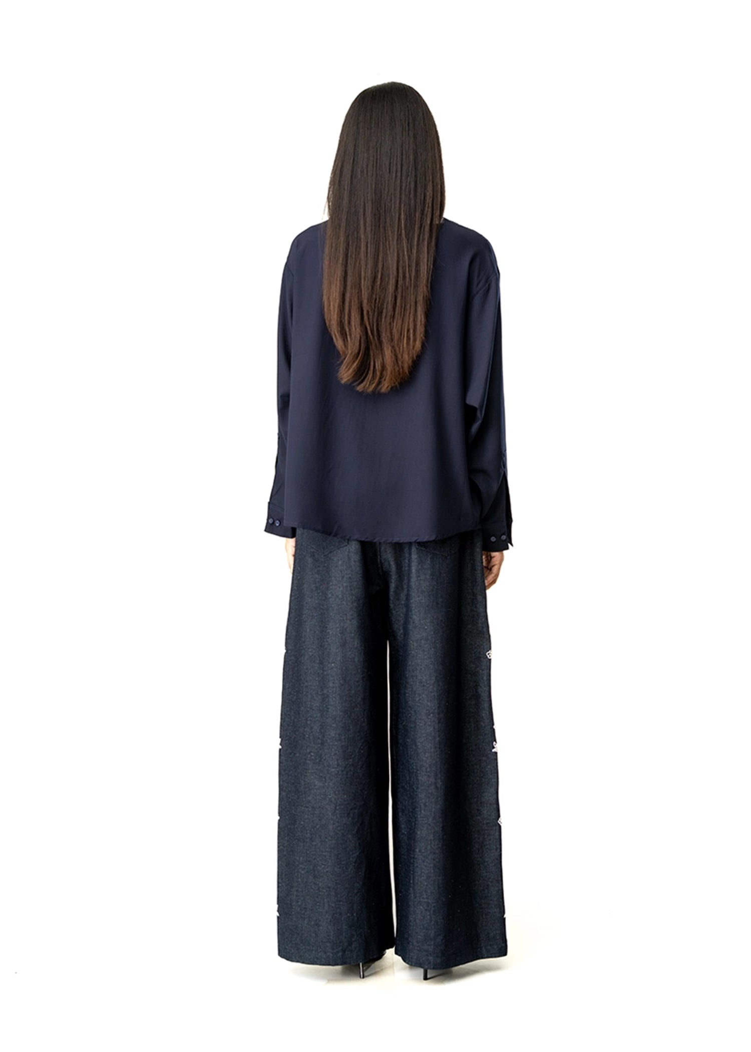 Dreams of Arthur Blue Silky Overshirt Braided Patch Cult Karachi Paakistan