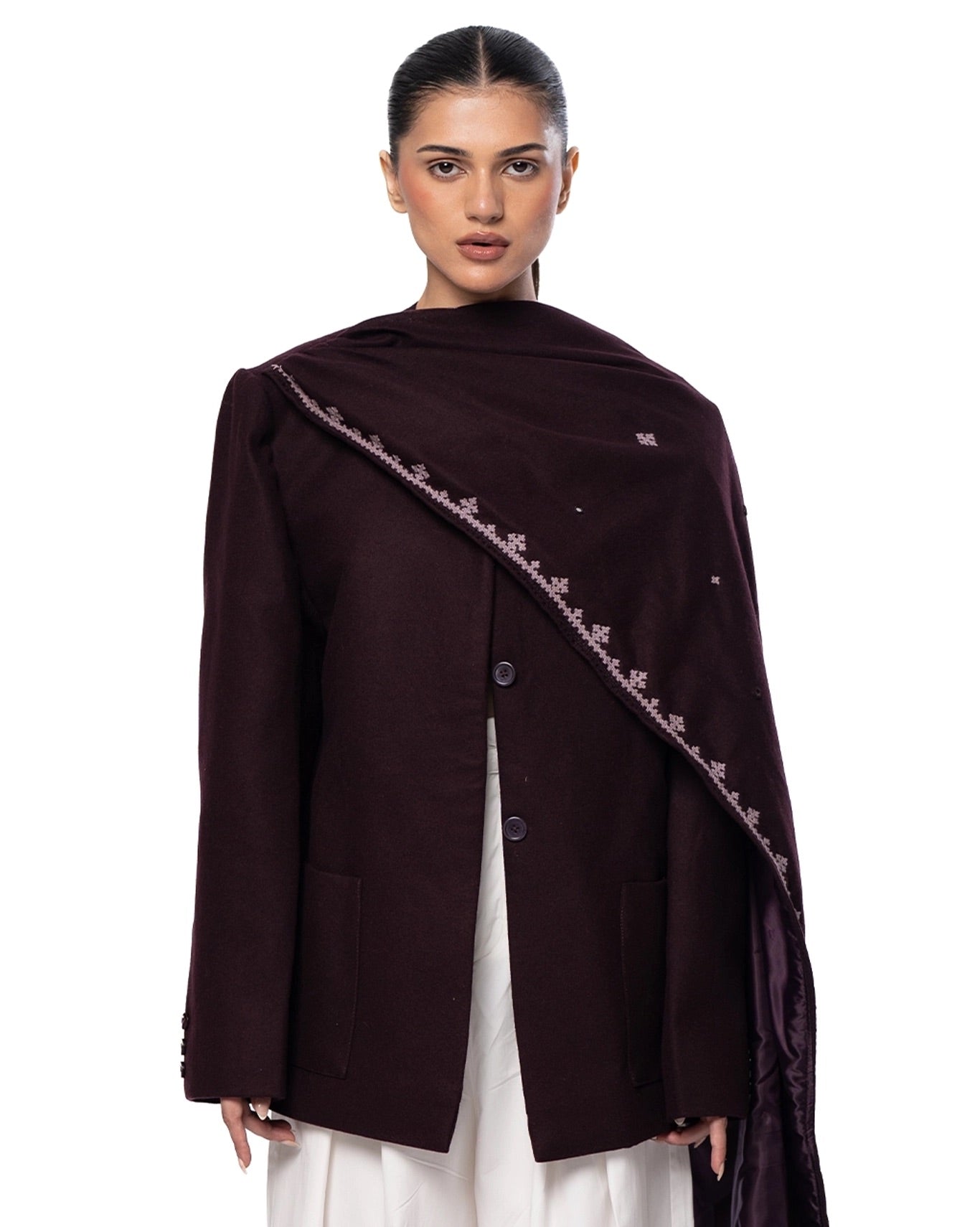 Another Sect Purple Tawus Hand Embroidered Scarf Jacket Cult Karachi Pakistan