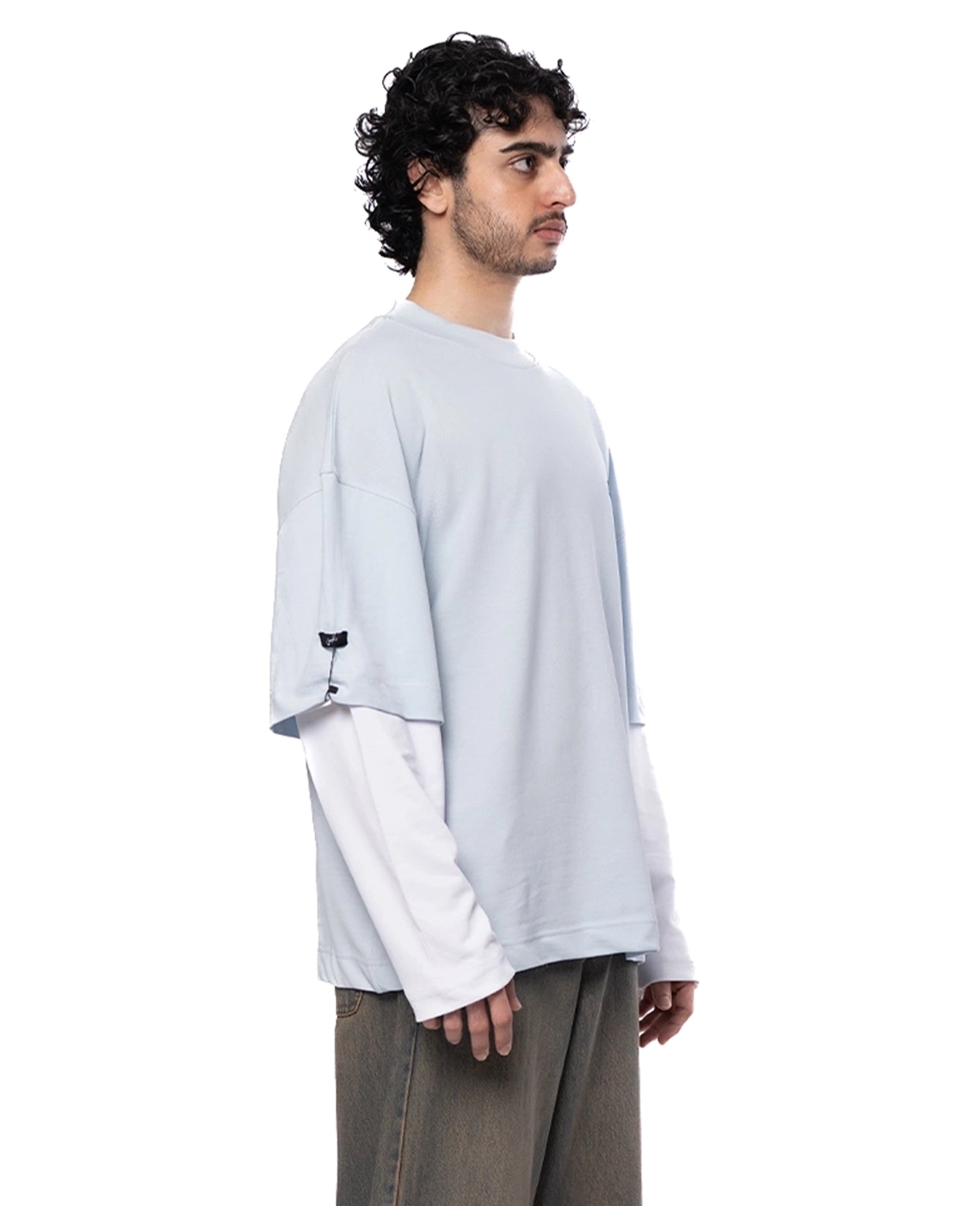 Naqees Sky Blue Sky Full Sleeve Blue Logo Tee - CULT - haider