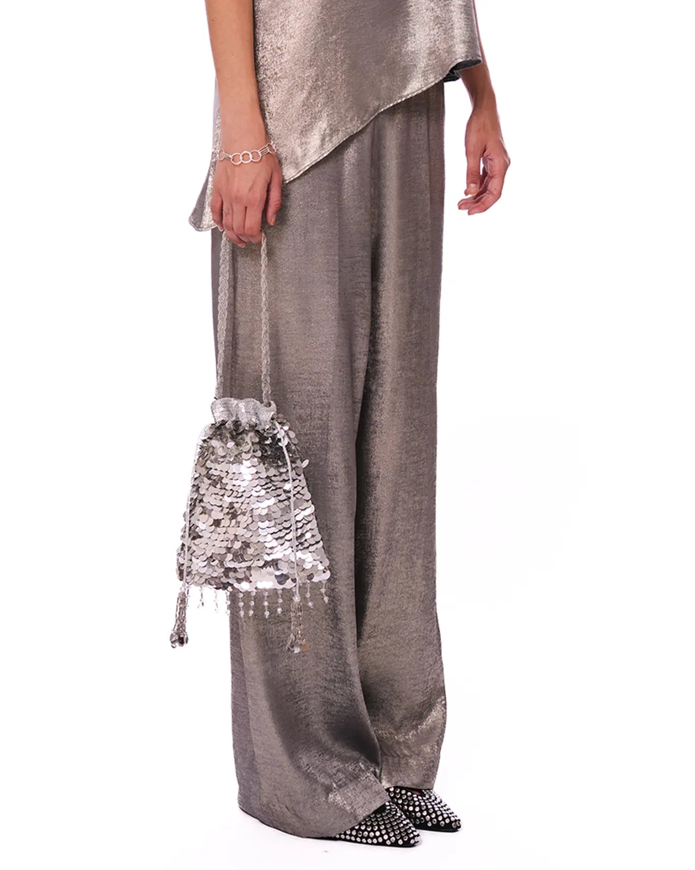 Curated Official Silver Metallic One Shoulder Set - CULT
