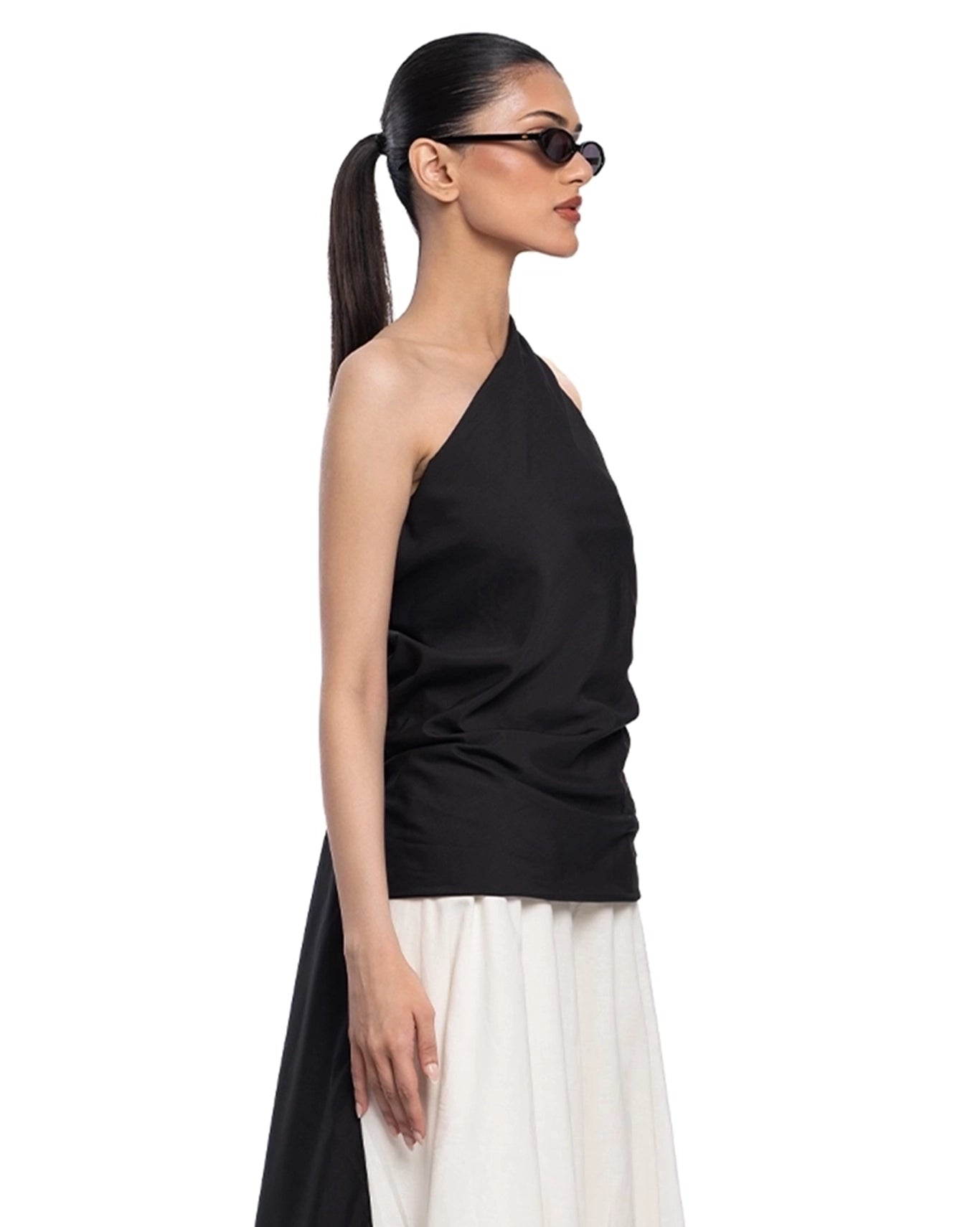 My Fern Black Black Trailing Sash Top - CULT - haider