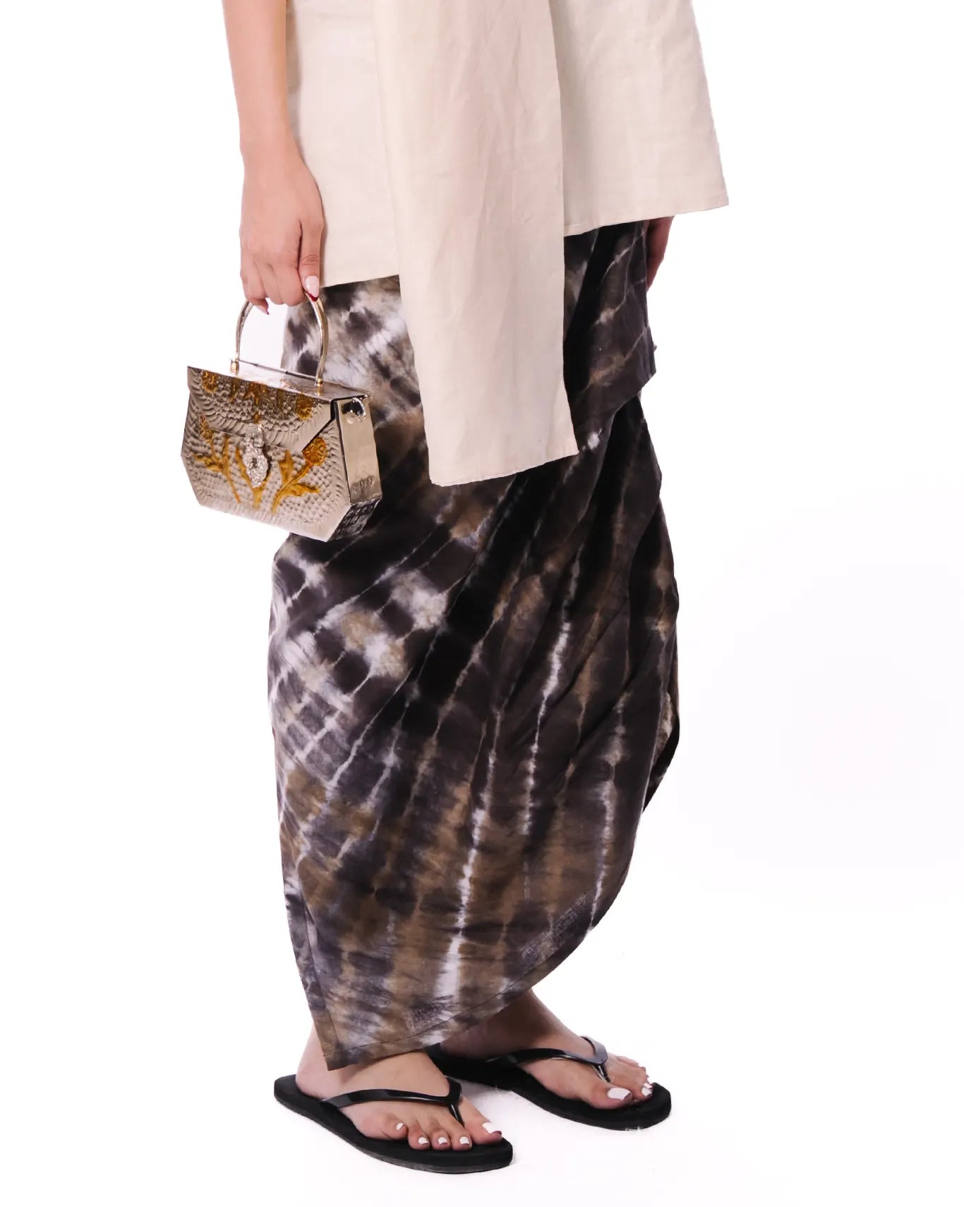 Baro Studio Brown Brown Sarong Side Skirt - CULT - haider
