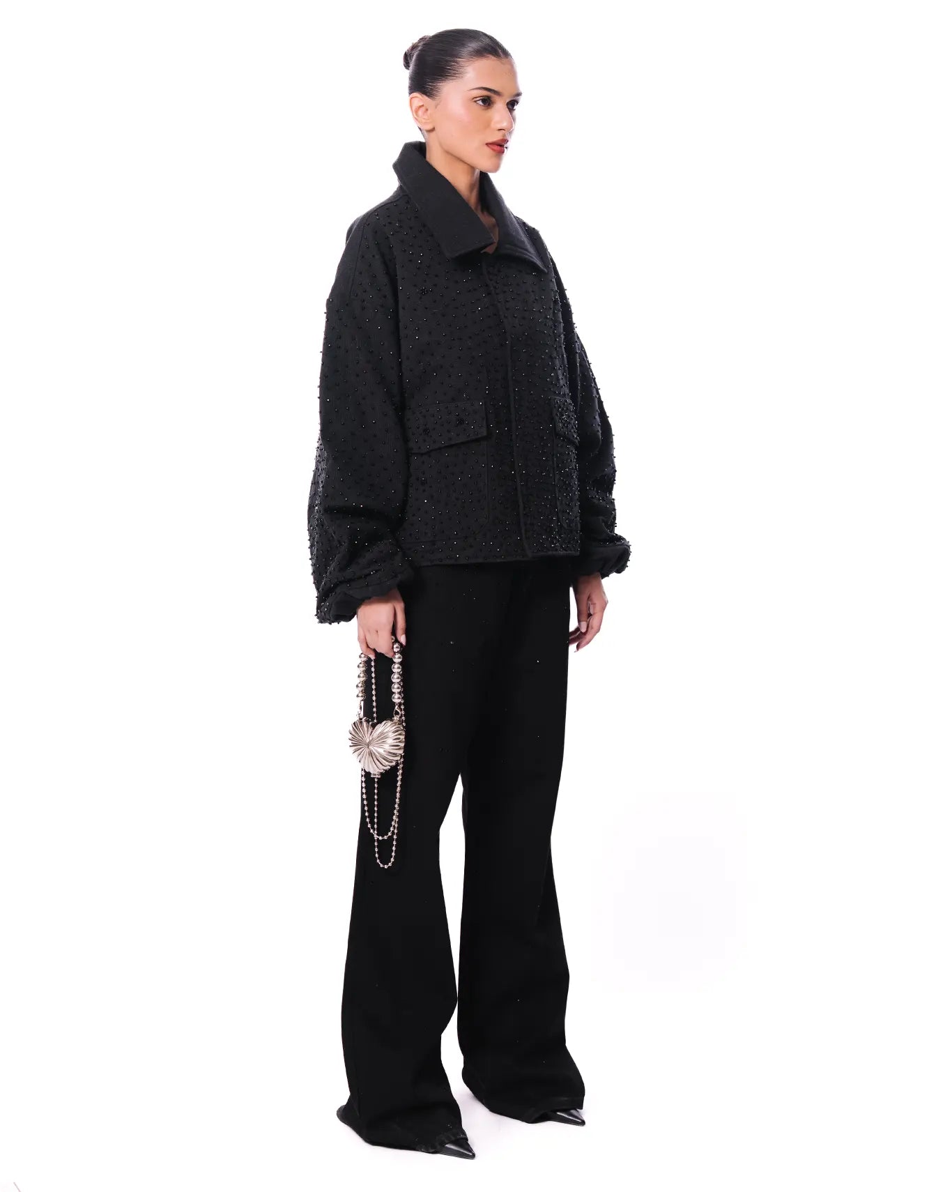 Dreams of Arthur Black Black Crystal Collared Jacket - CULT - haider