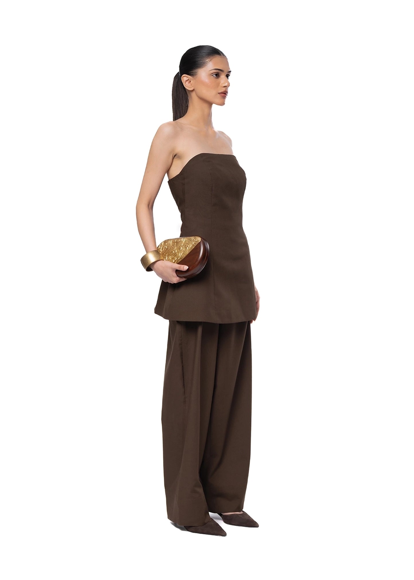 Fern Brown Brown Tailored Strapless Set - CULT - haider